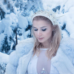 Suncalla winter snowflake tiara catches light with icy glow
