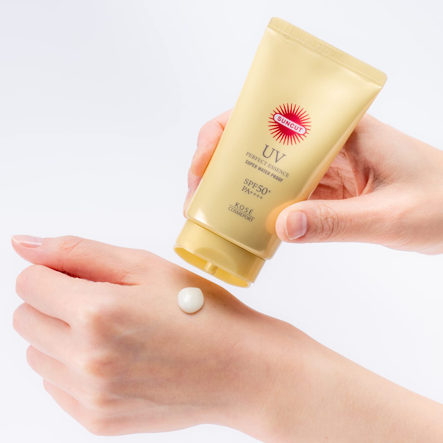 Suncut KOSE Perfect UV Essence 60g packaging for travel-friendly daily protection