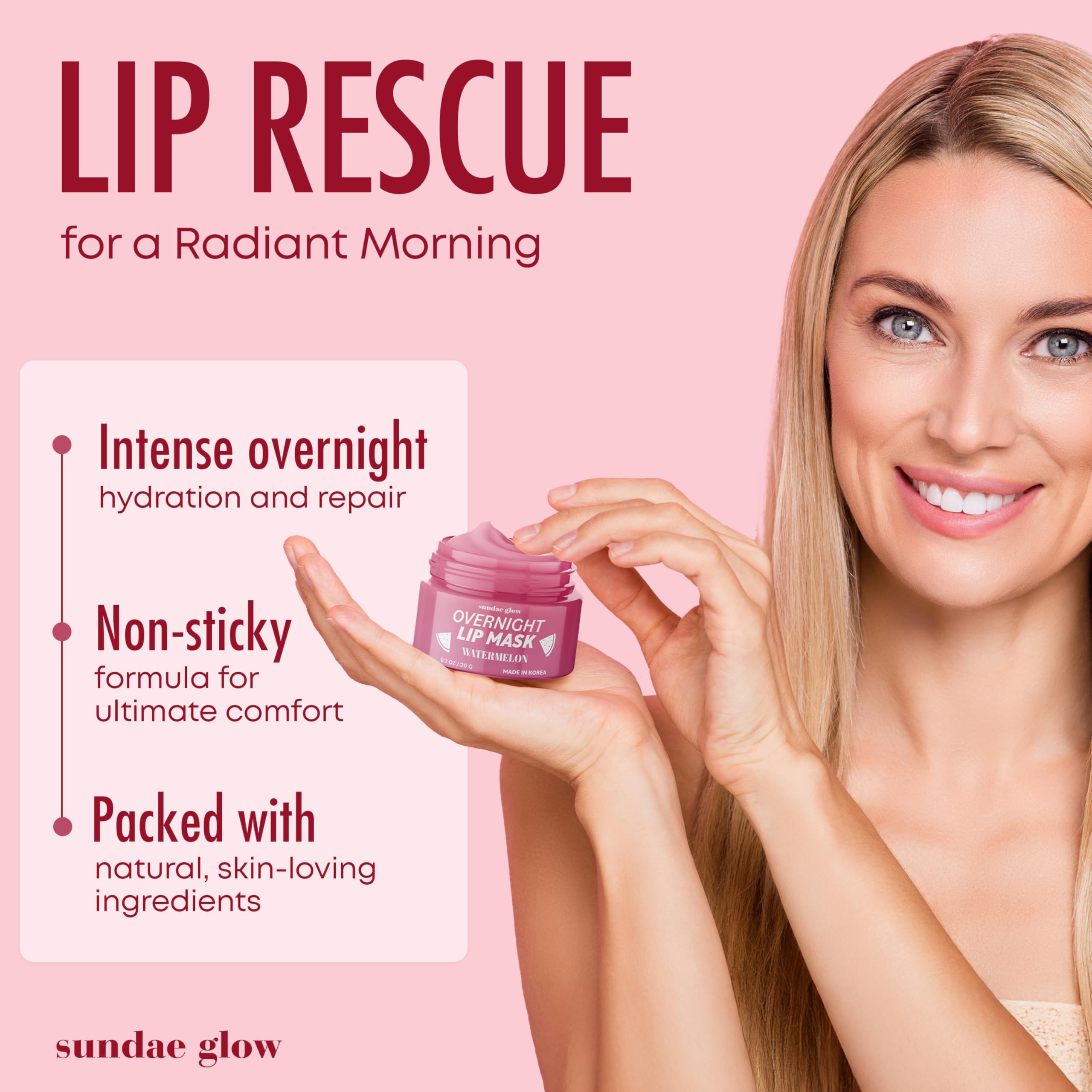 Sundae Glow lip mask texture close-up showing creamy formula for smooth lips.