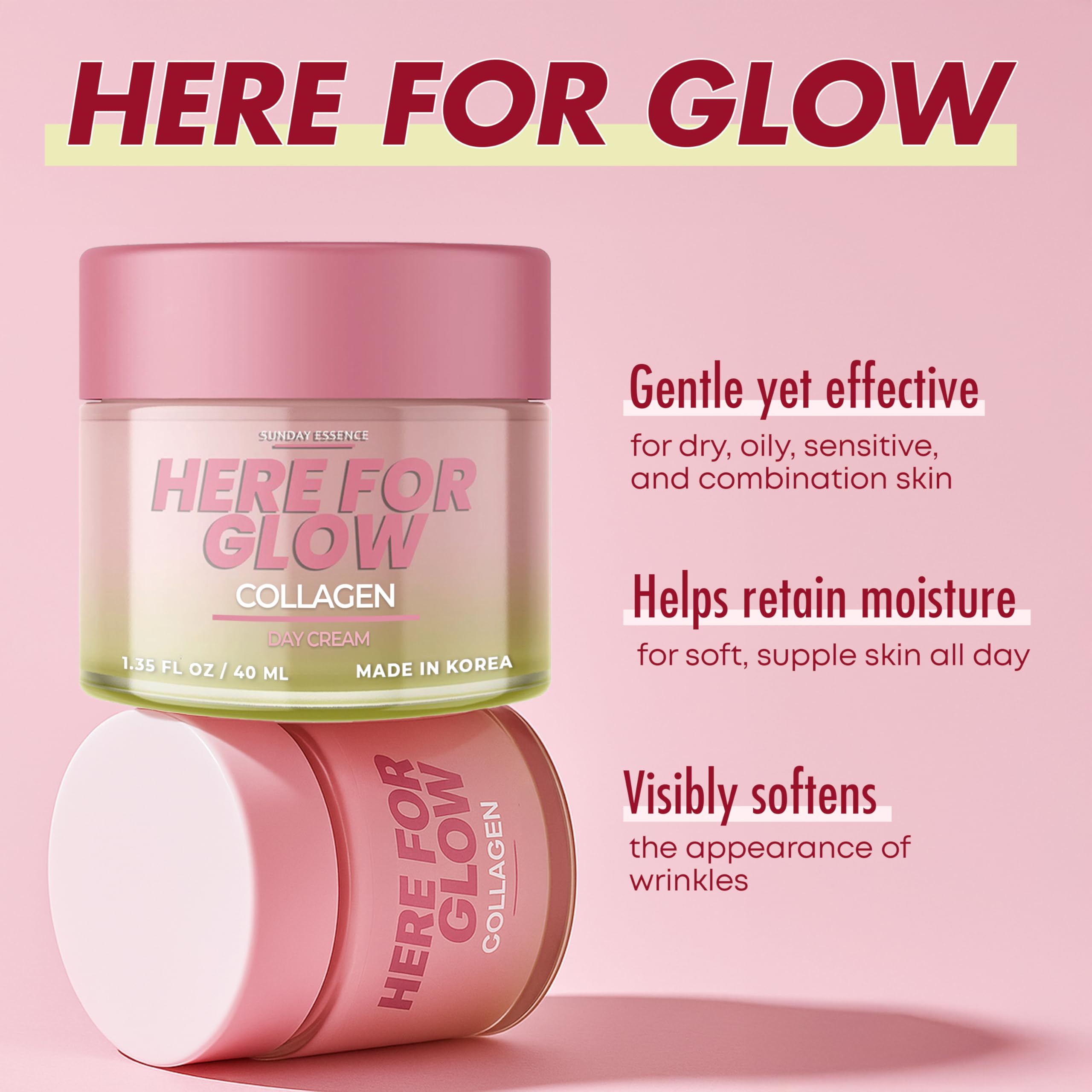 Sunday Essence Collagen Night Cream applied to clean skin before bed for hydration.