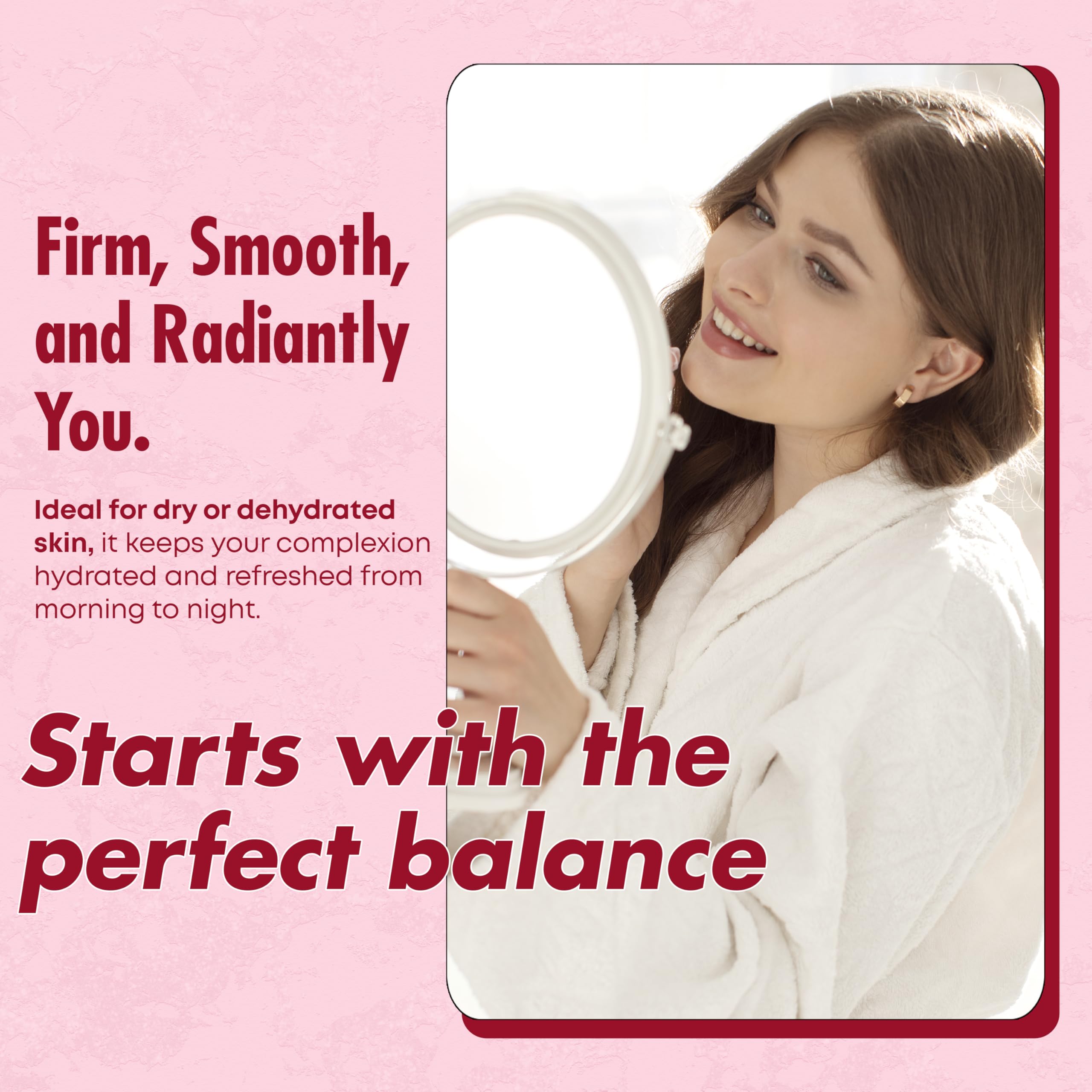 Sunday Essence collagen serum dropper applying product to skin for daily hydration.