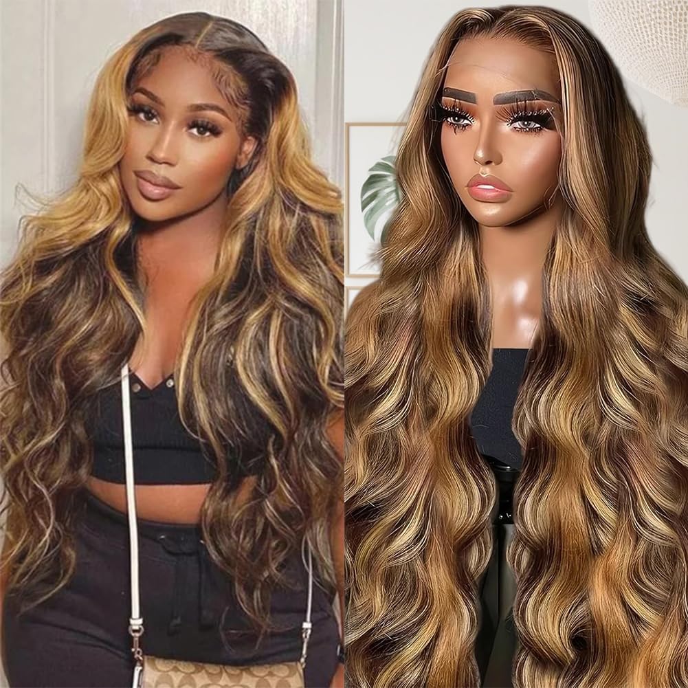 Sunelk Honey Blonde Ombre lace front wig 13x6 front view showing natural parting