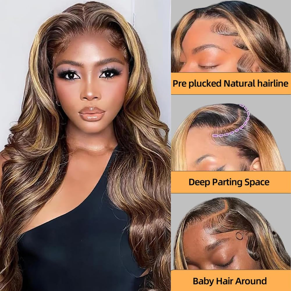 Sunelk Honey Blonde Ombre wig side view with seamless blend