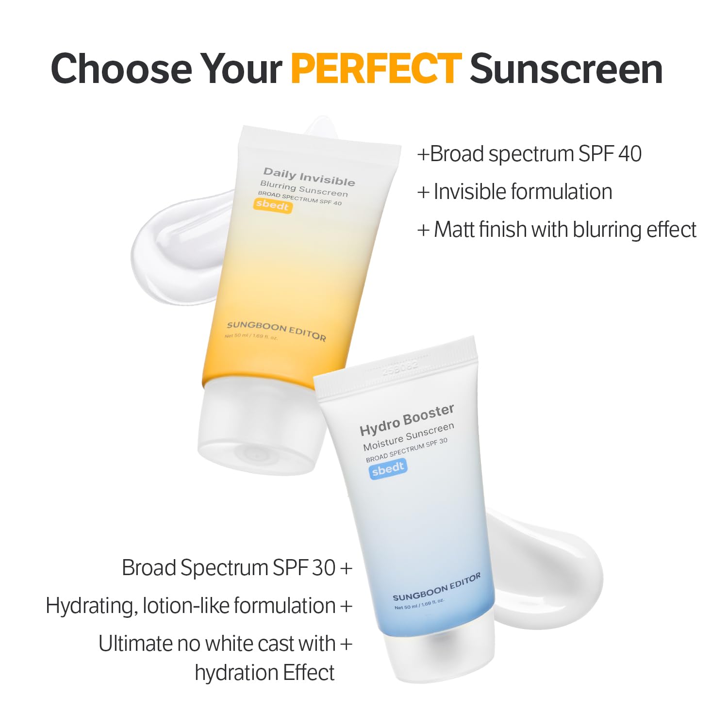 SUNGBOON EDITOR clean formula panel highlights panthenol and niacinamide for soothing, brightening prep.