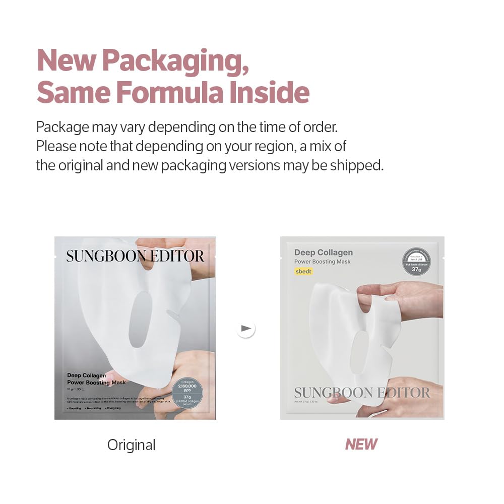 SUNGBOON EDITOR Deep Collagen Overnight Mask hydrogel sheet close-up shows transparent absorption for hydration.