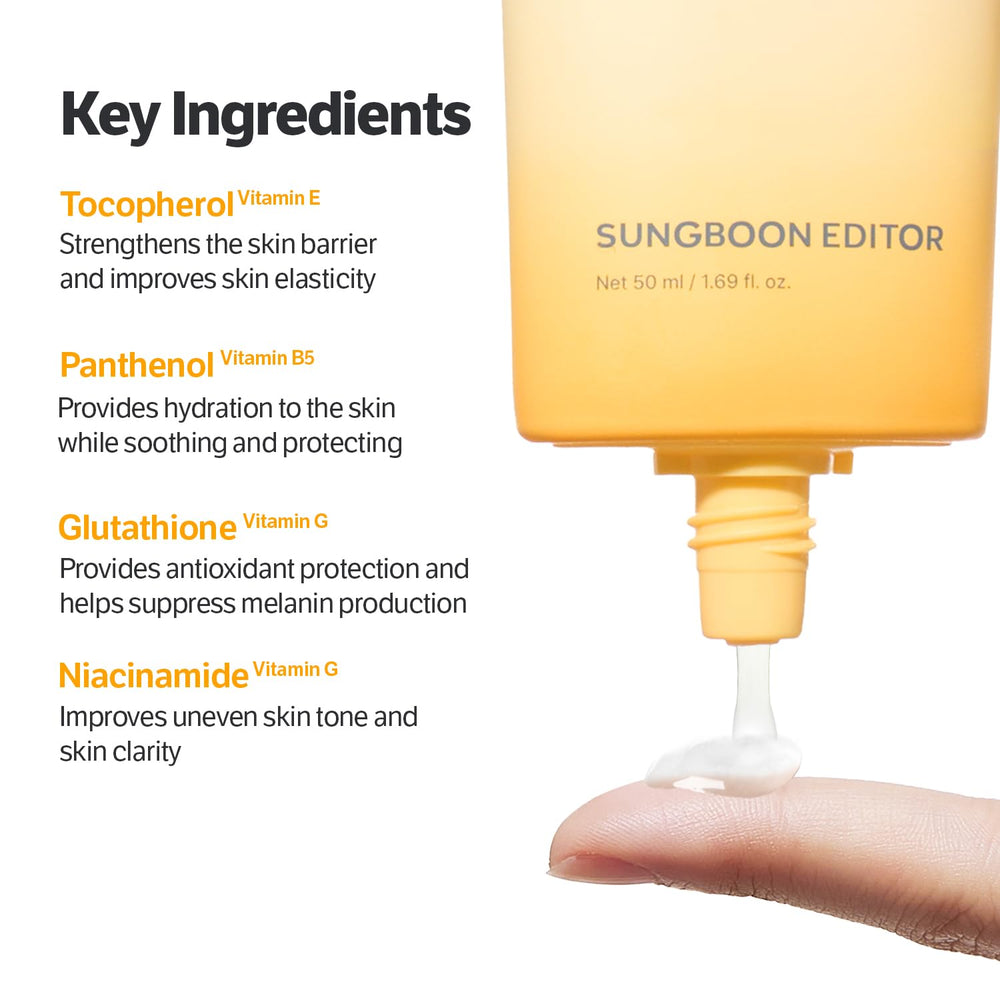 SUNGBOON EDITOR fragrance-free formula label signals gentle care for sensitive skin.