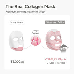SUNGBOON EDITOR Real Collagen 2160000ppb label on sheet emphasizes strong nourishment potential.