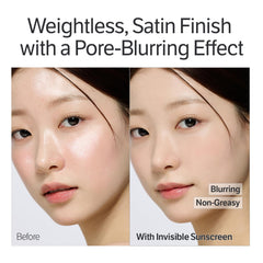 SUNGBOON EDITOR SPF40 application shot highlights UVA/UVB protection with no white cast.