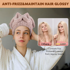 SUNLAND brown hair wrap for curly, thick hair helps dry naturally with less effort.