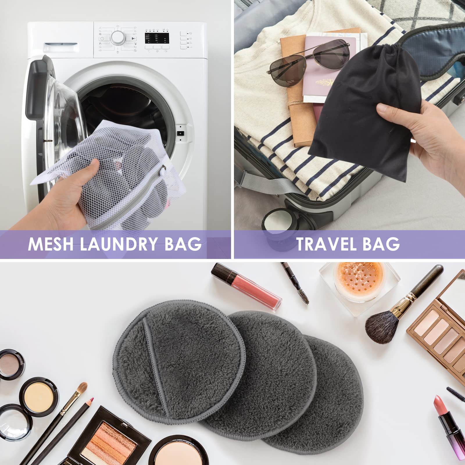 Sunland pads remove mascara, eyeshadow, and lipstick smoothly.