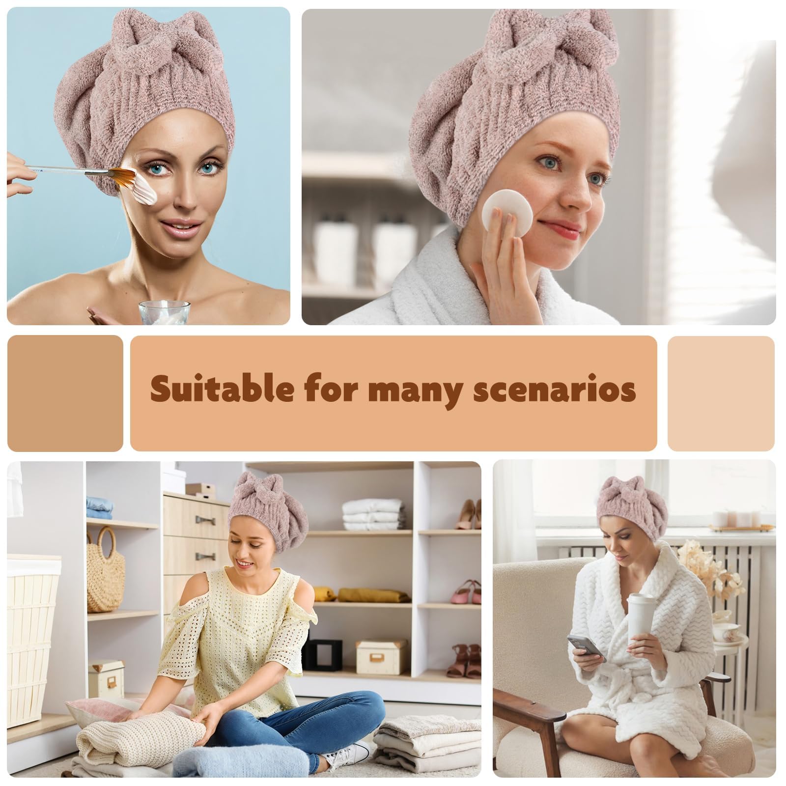 SUNLAND microfiber hair wrap absorbs moisture efficiently for gentle towel alternatives.