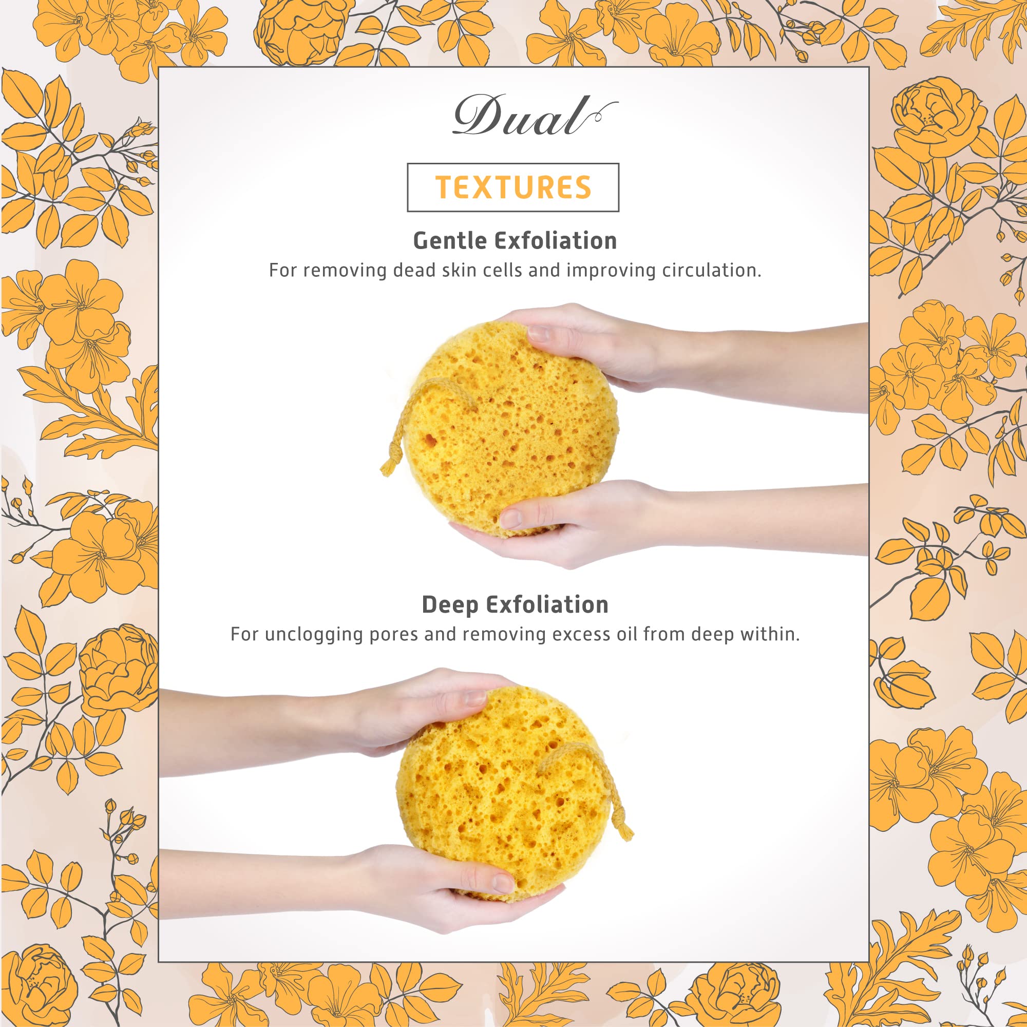 Sunlite Spongentle textured side loofah for deeper exfoliation and oil removal.