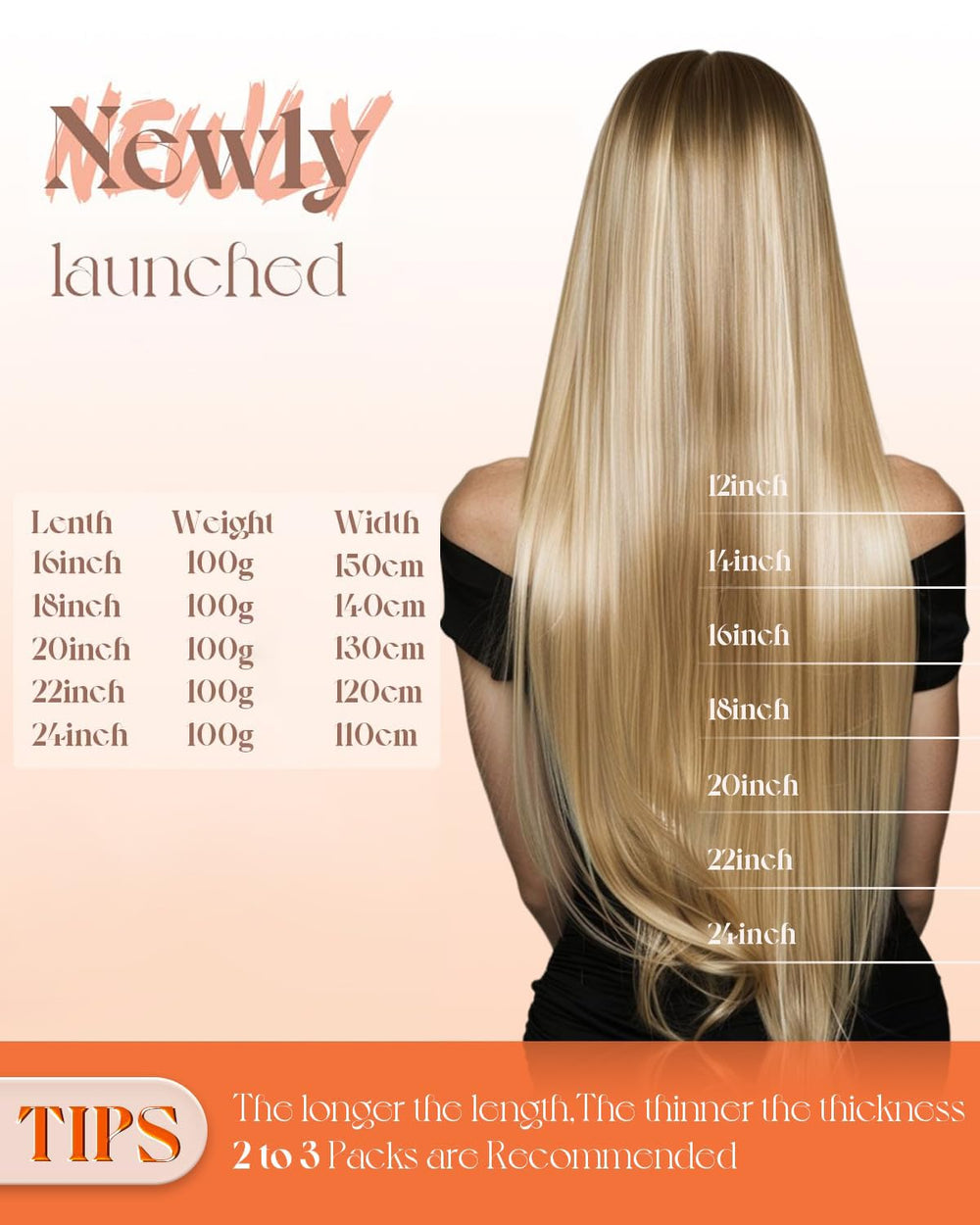 Sunny Hair 100g 16-24 inch extensions for fuller length