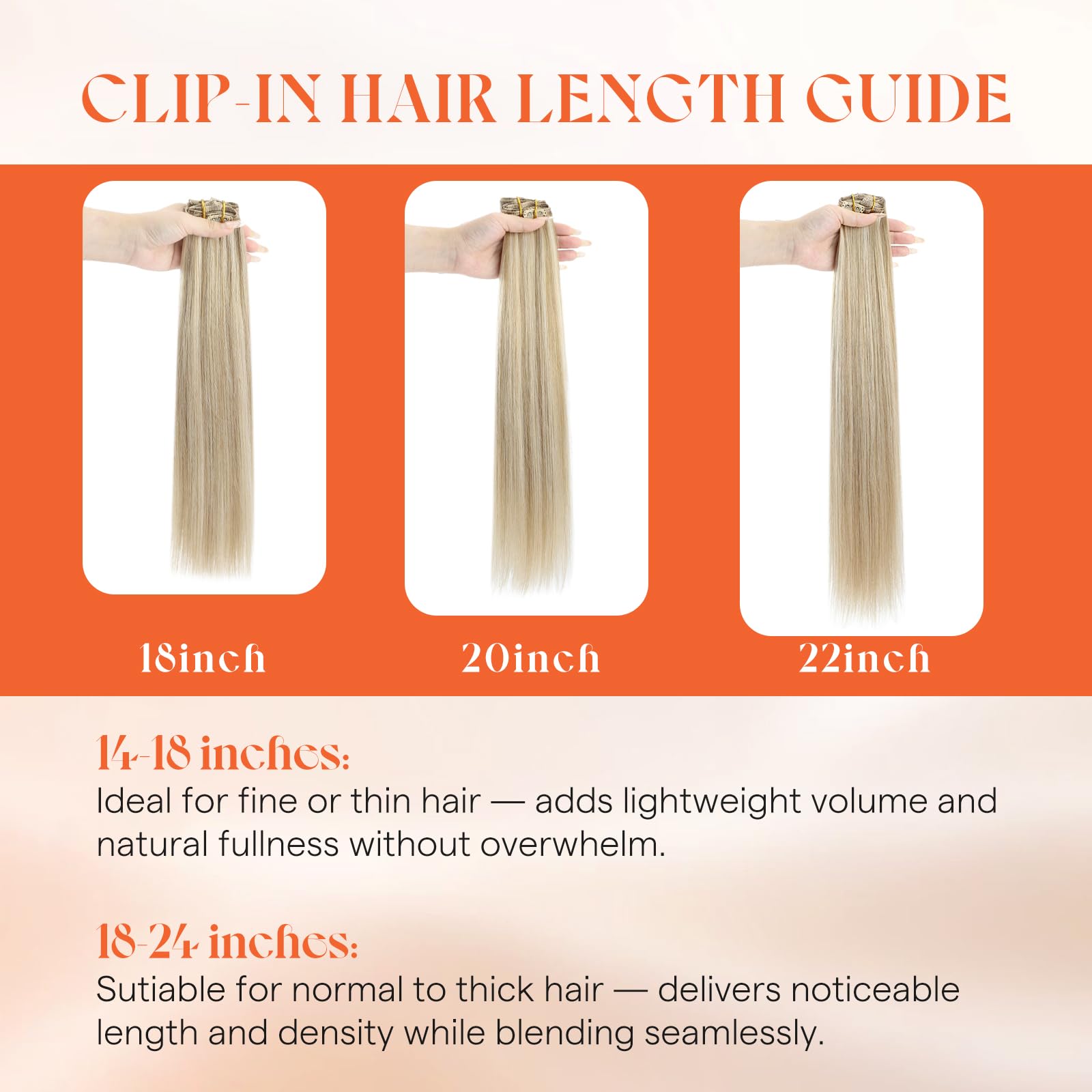 Sunny Hair straight 18inch clip-ins reveal dramatic length for special occasions.