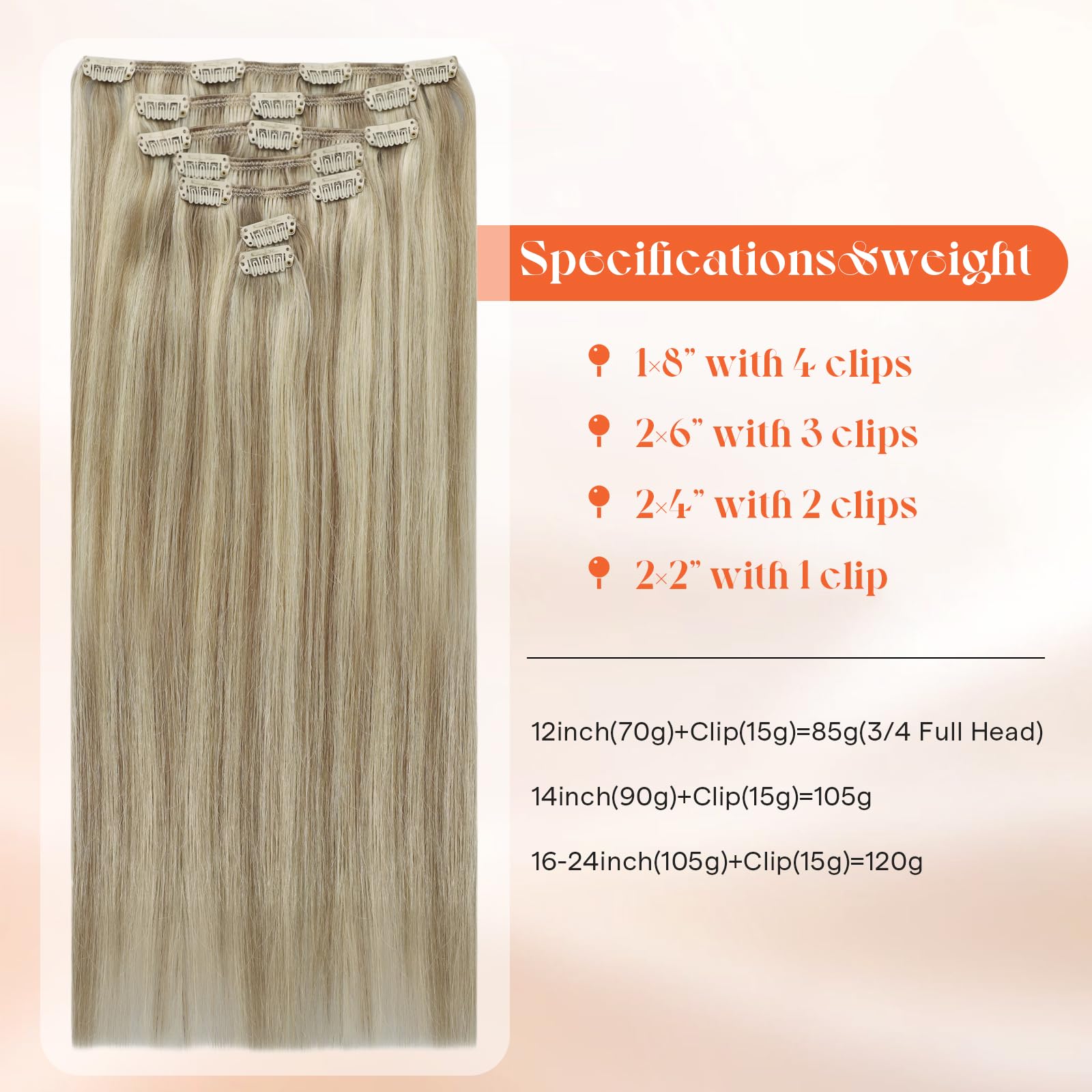 Sunny Hair clip-in extensions straight on head showing seamless blend and volume