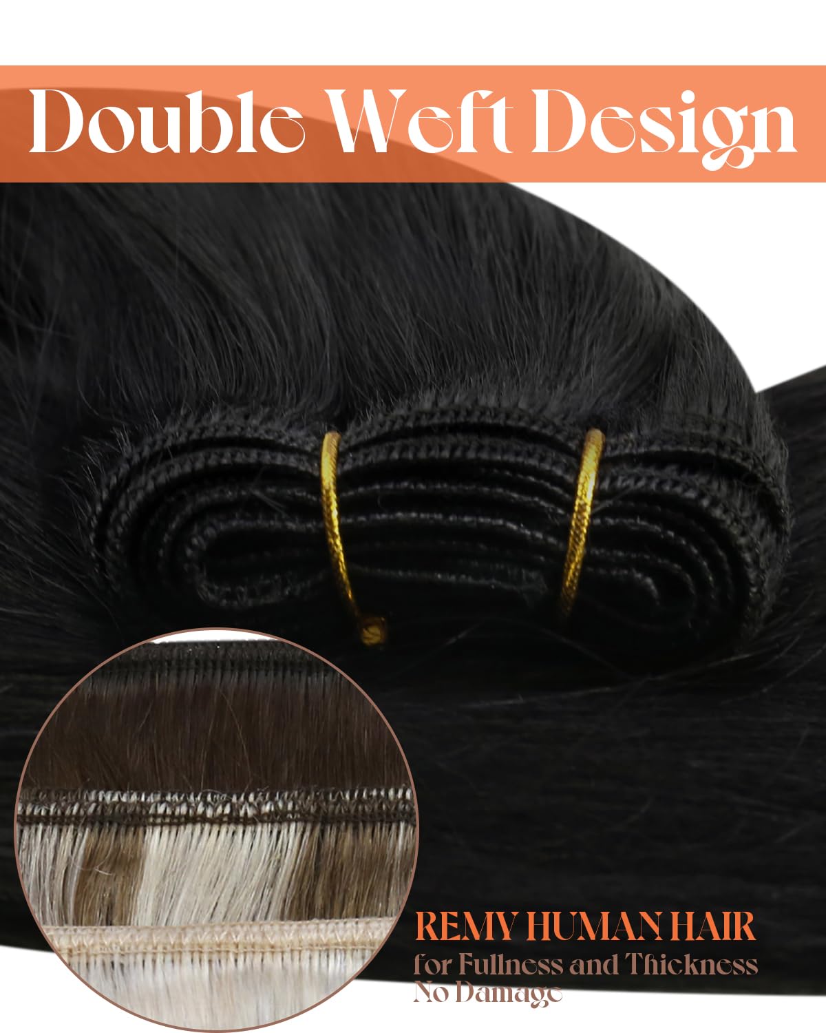 Sunny Hair Remy hair weave closeup highlights double weft durability