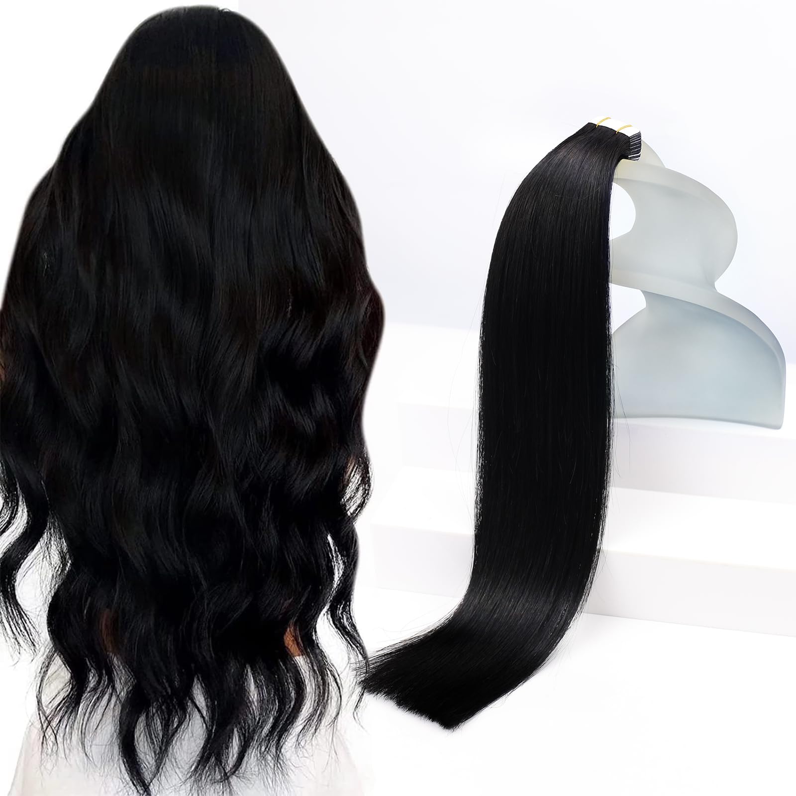 Sunny Hair tape-in extensions packaging highlights premium quality for a natural look.