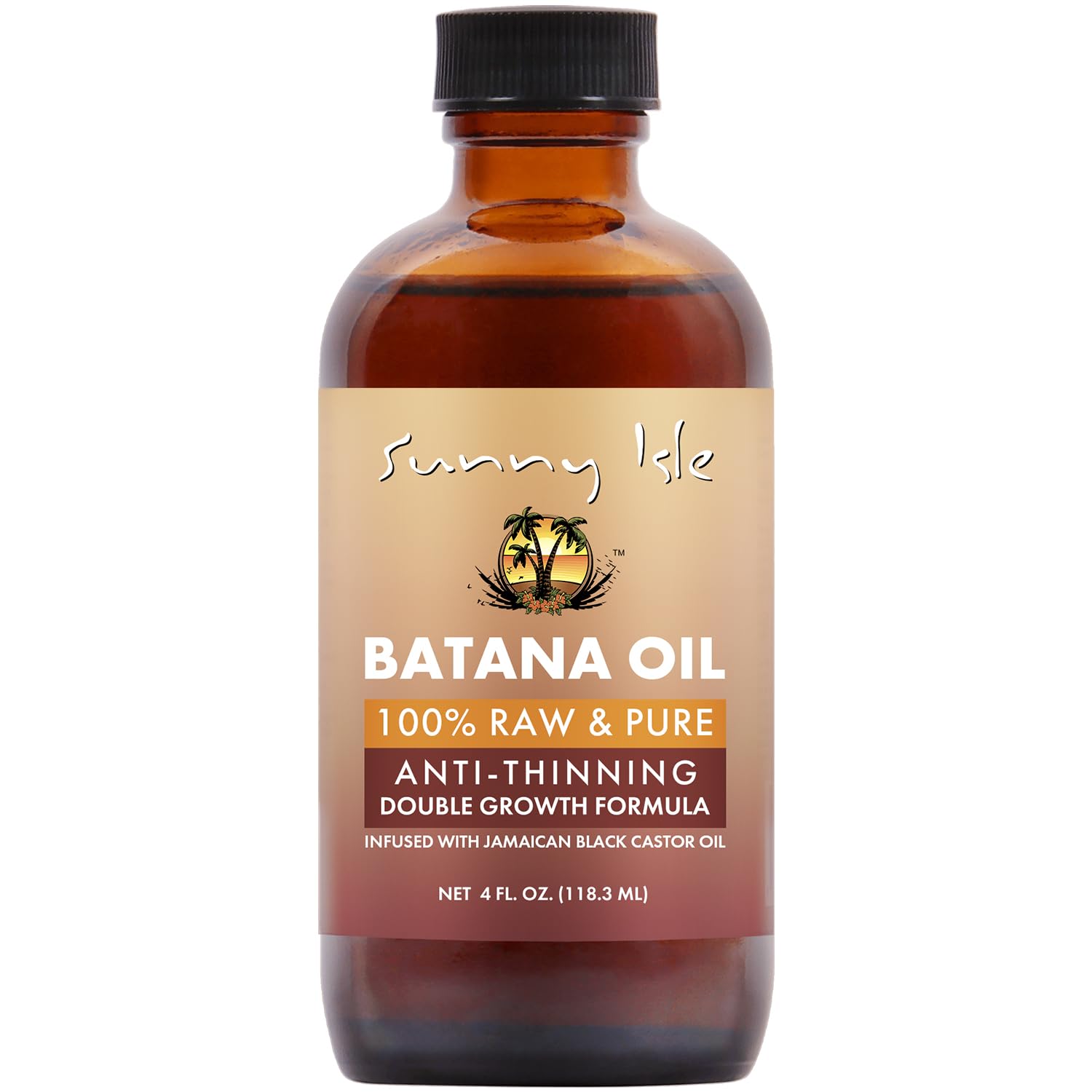 Sunny Isle Batana Oil bottle pour for easy scalp nourishment.
