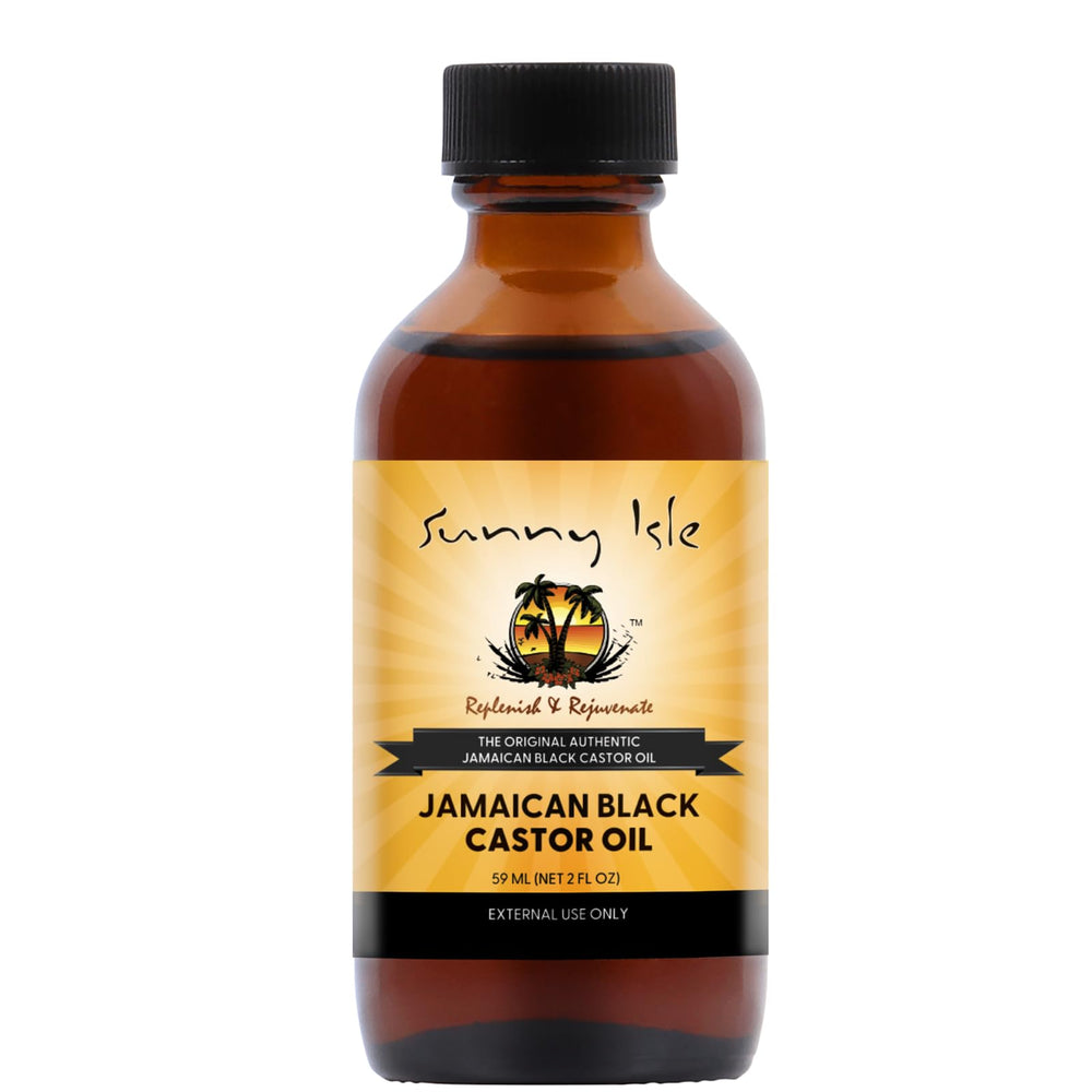 Sunny Isle Jamaican Black Castor Oil bottle with dropper for scalp nourishment.