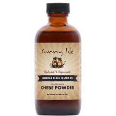 Sunny Isle Jamaican Black Castor Oil Chebe bottle for nourishing hair treatment.