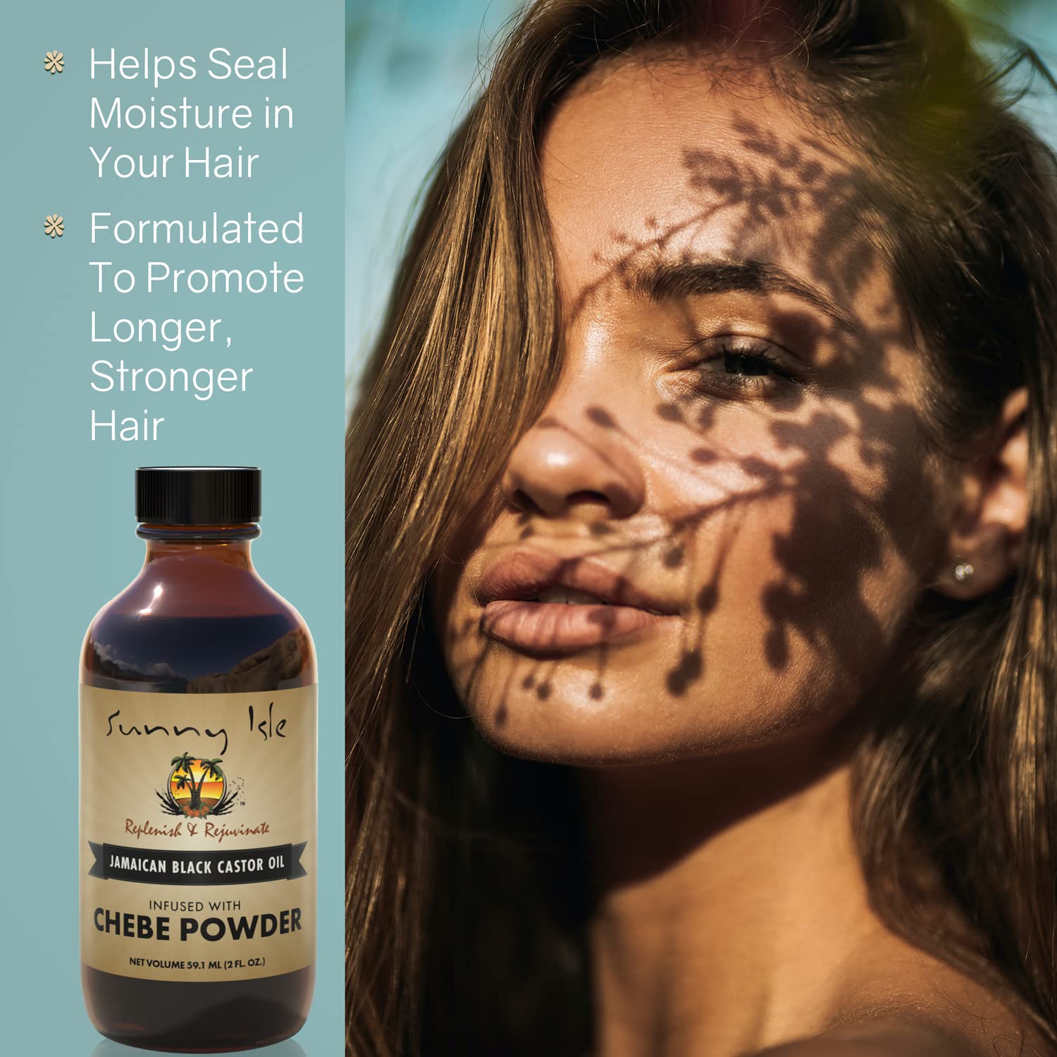 Sunny Isle Jamaican Black Castor Oil Chebe pour illustrating precise application.