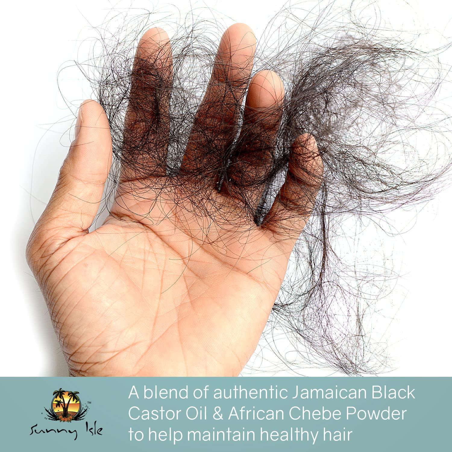 Sunny Isle Jamaican Black Castor Oil label emphasizing authentic origin.