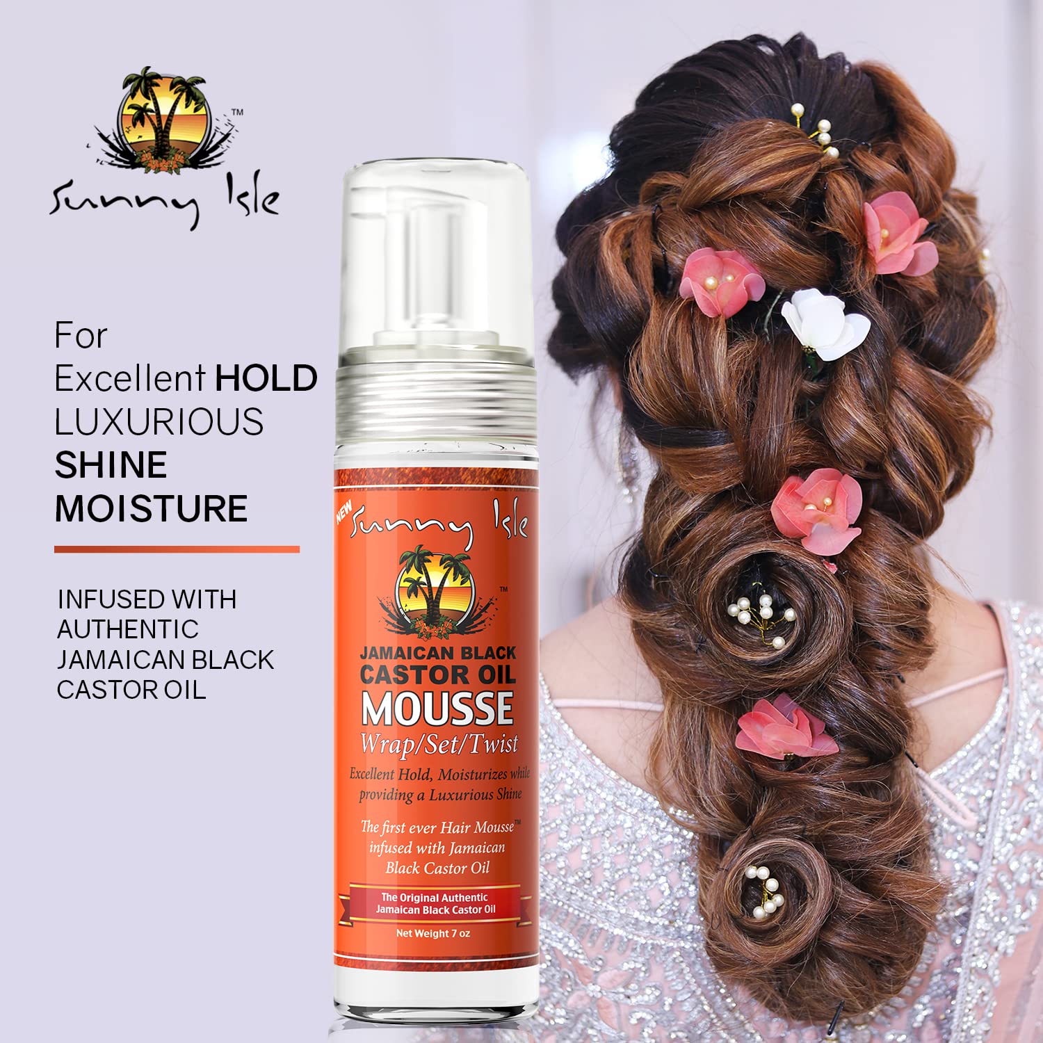 Sunny Isle Jamaican Black Castor Oil Mousse Wrap Set foaming mousse texture for smooth wrap results.