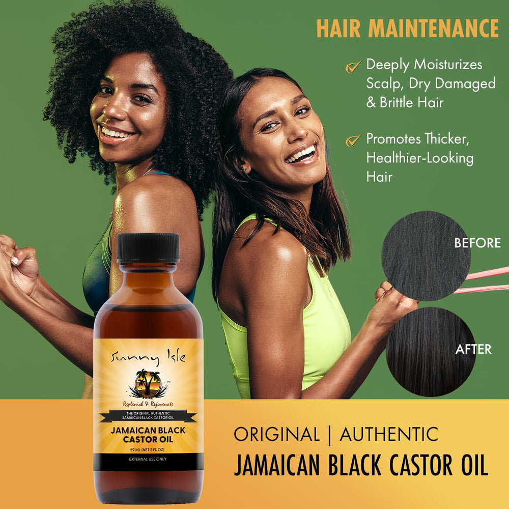 Sunny Isle Jamaican Black Castor Oil close-up showing rich dark brown oil.