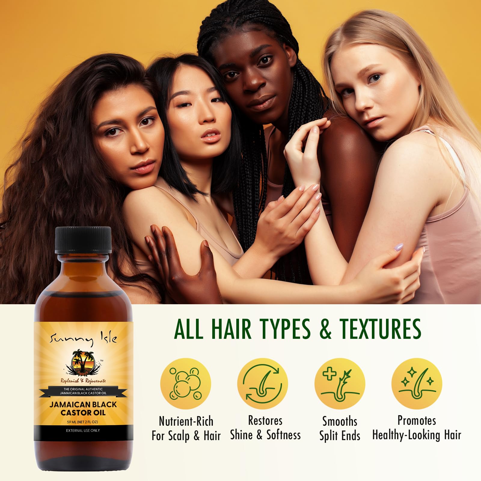 Sunny Isle JBCO used on scalp during routine for balanced moisture.