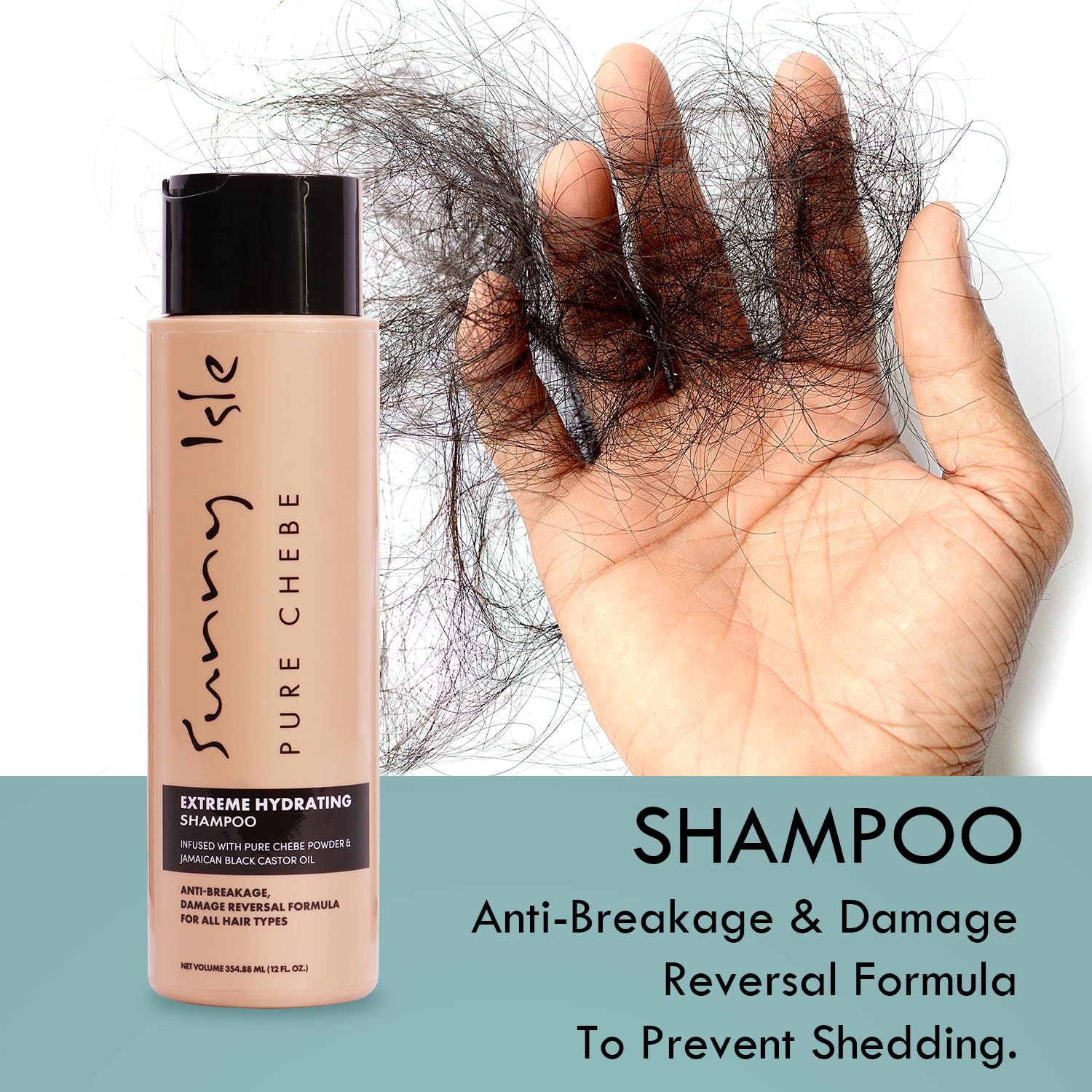 Sunny Isle moisture-rich cleanse visual emphasizes deep hydration for dry or frizzy hair.