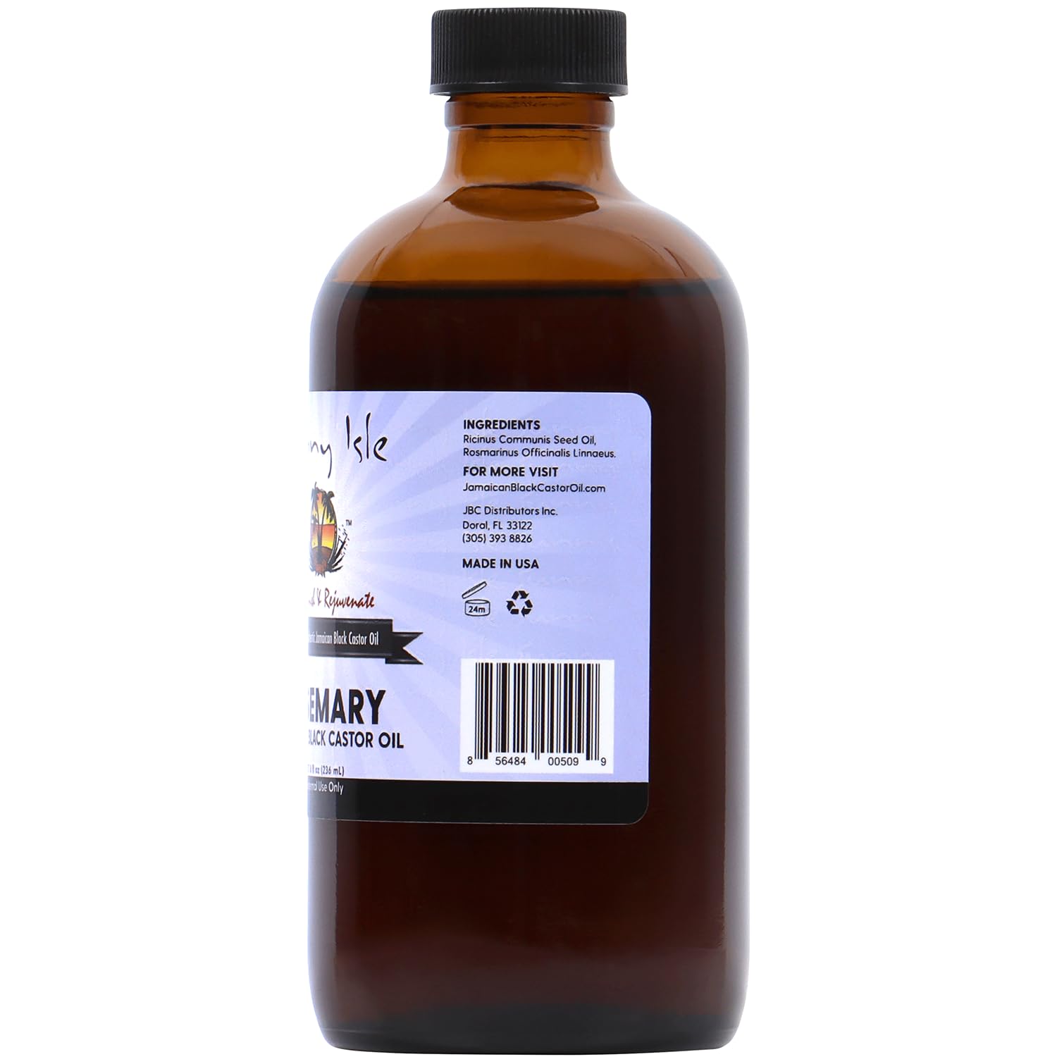 Sunny Isle Rosemary Jamaican Black Castor Oil label and bottle branding