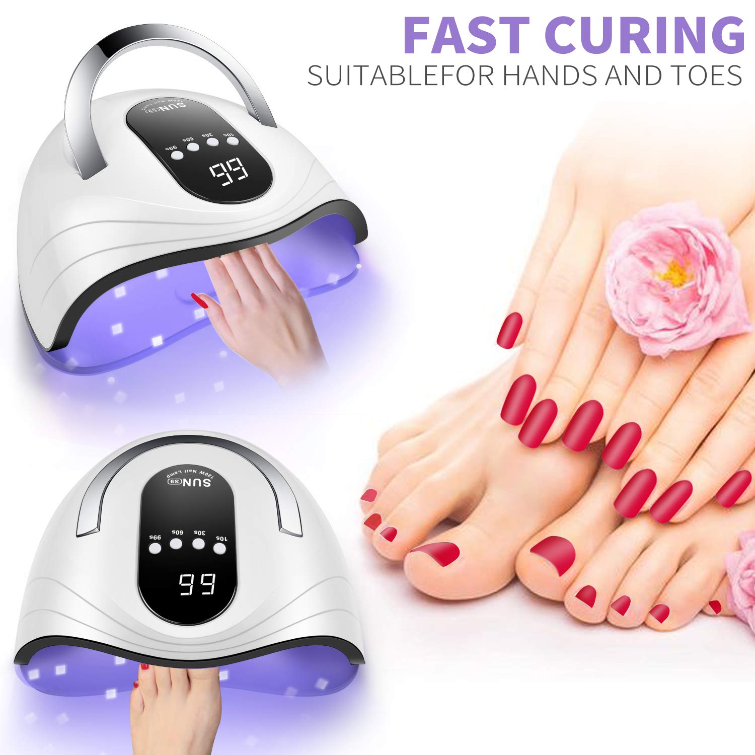 Sunrich UV Gel Nail Lamp large-space interior; fits hands or feet.