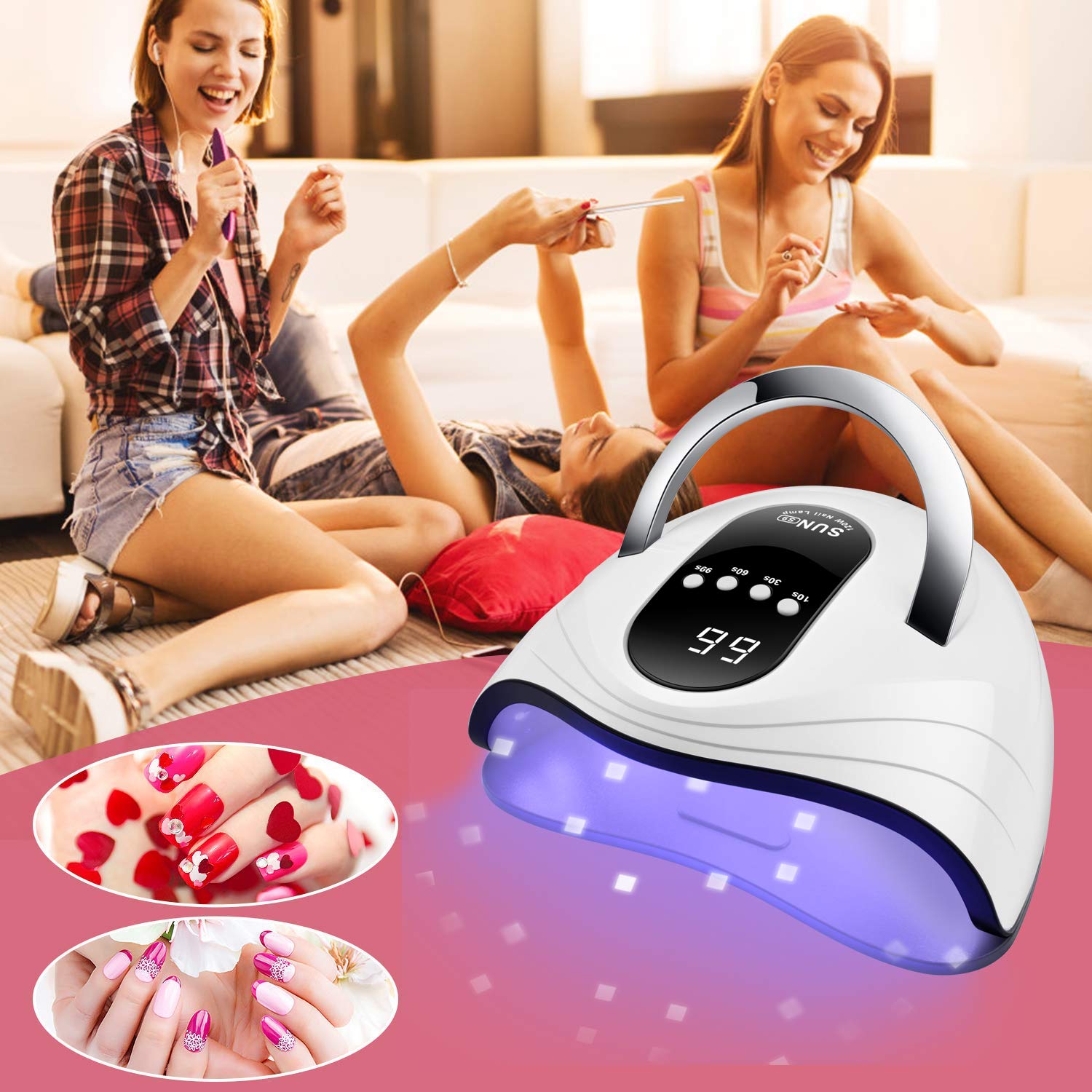 Sunrich UV Gel Nail Lamp top-angle; roomy interior for hands.