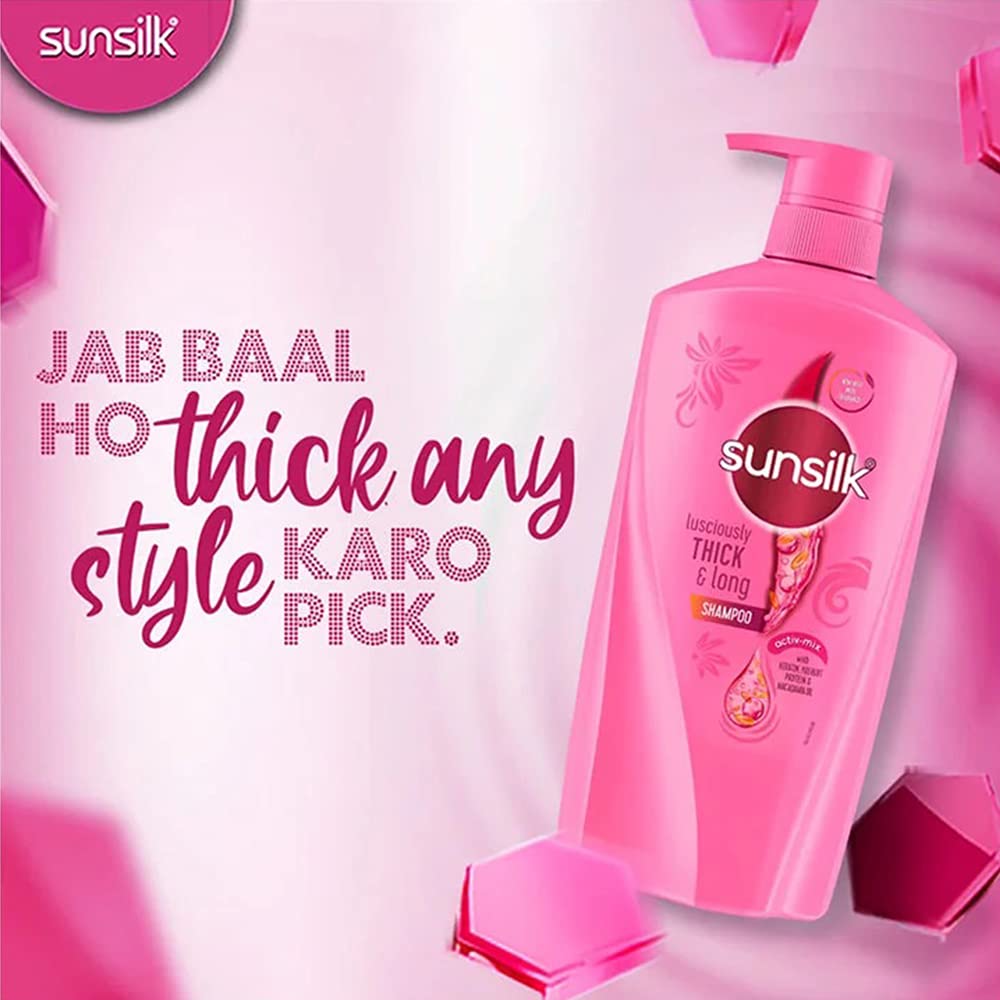 Sunsilk Lusciously Thick & Long travel-ready bottle for on-the-go volume.