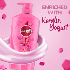 Sunsilk Lusciously Thick & Long being poured for rich lather and cleansing.