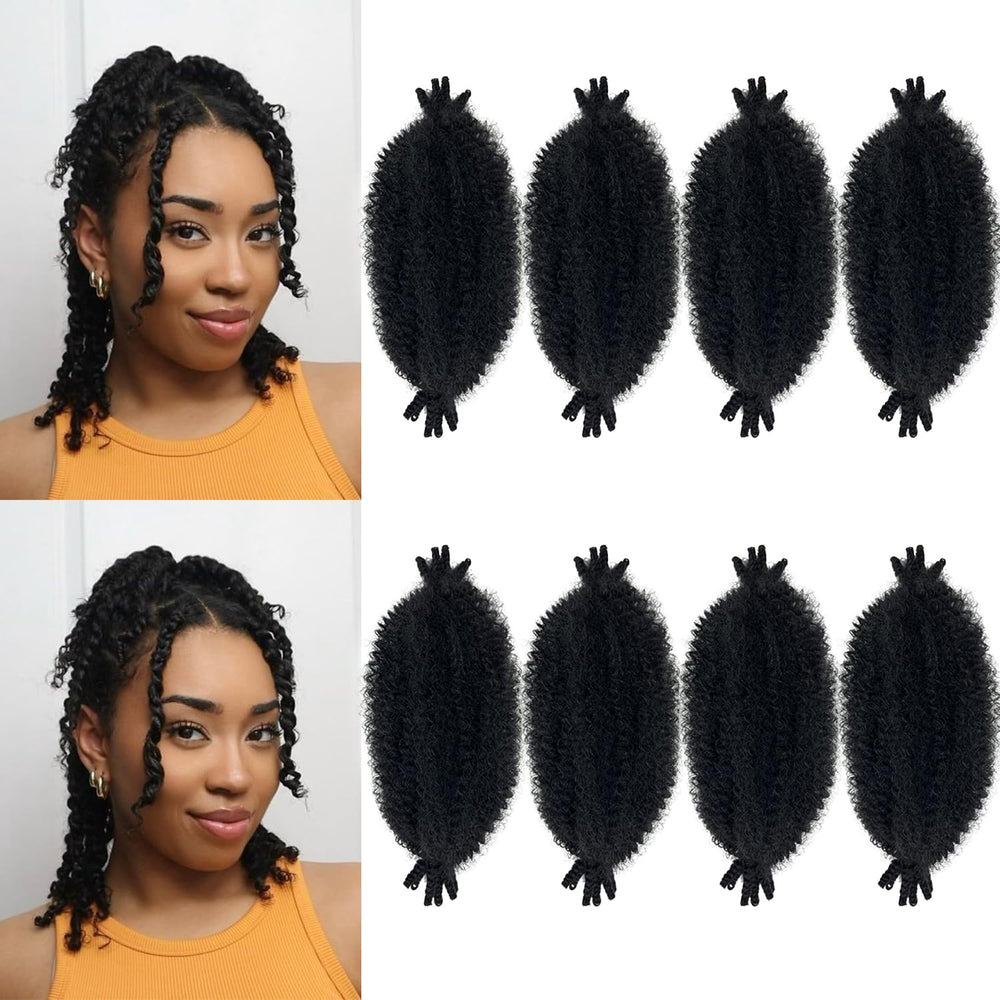 Sunsmilely Afro Twist Hair 8inch pack closeup shows soft, natural texture for protective styling.