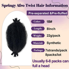 Sunsmilely Afro Twist Hair 8inch prefluffed setup demonstrates quick install readiness.