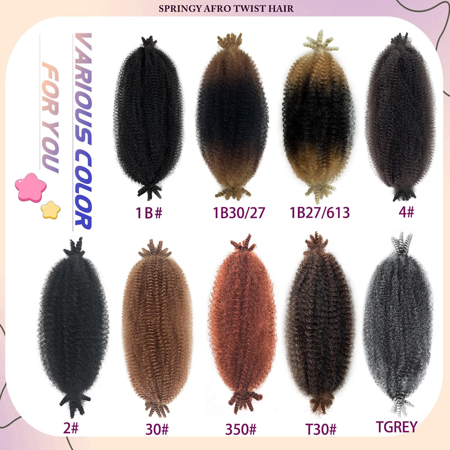 Sunsmilely Afro Twist Hair color-1b closeup highlights natural black shade for daily styling.