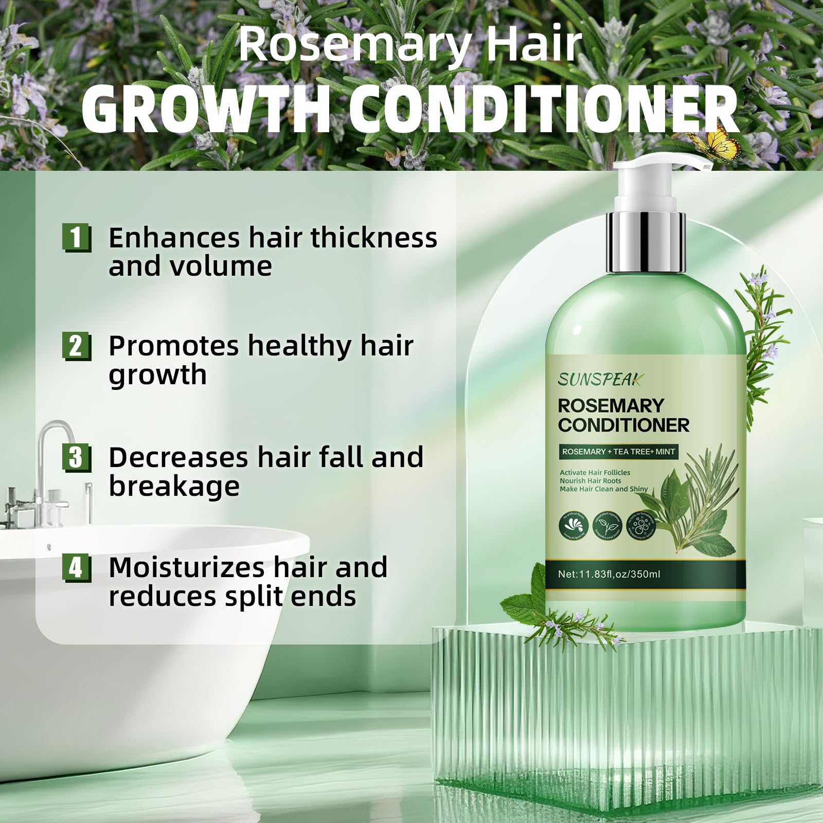 Sunspeak Rosemary Conditioner biotin ingredients highlight hair strengthening