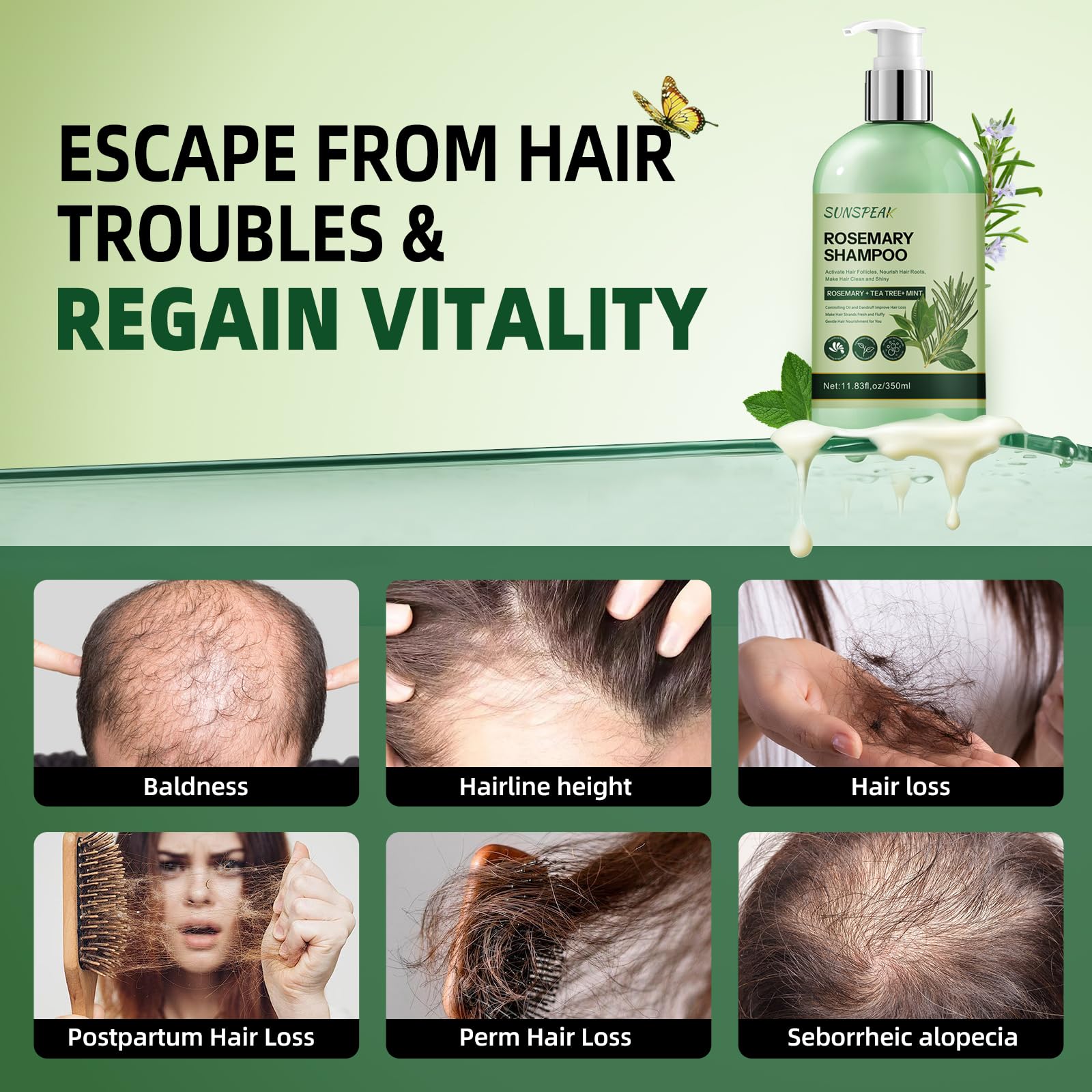 Sunspeak rosemary shampoo enriched with argan and castor oils nourishes strands