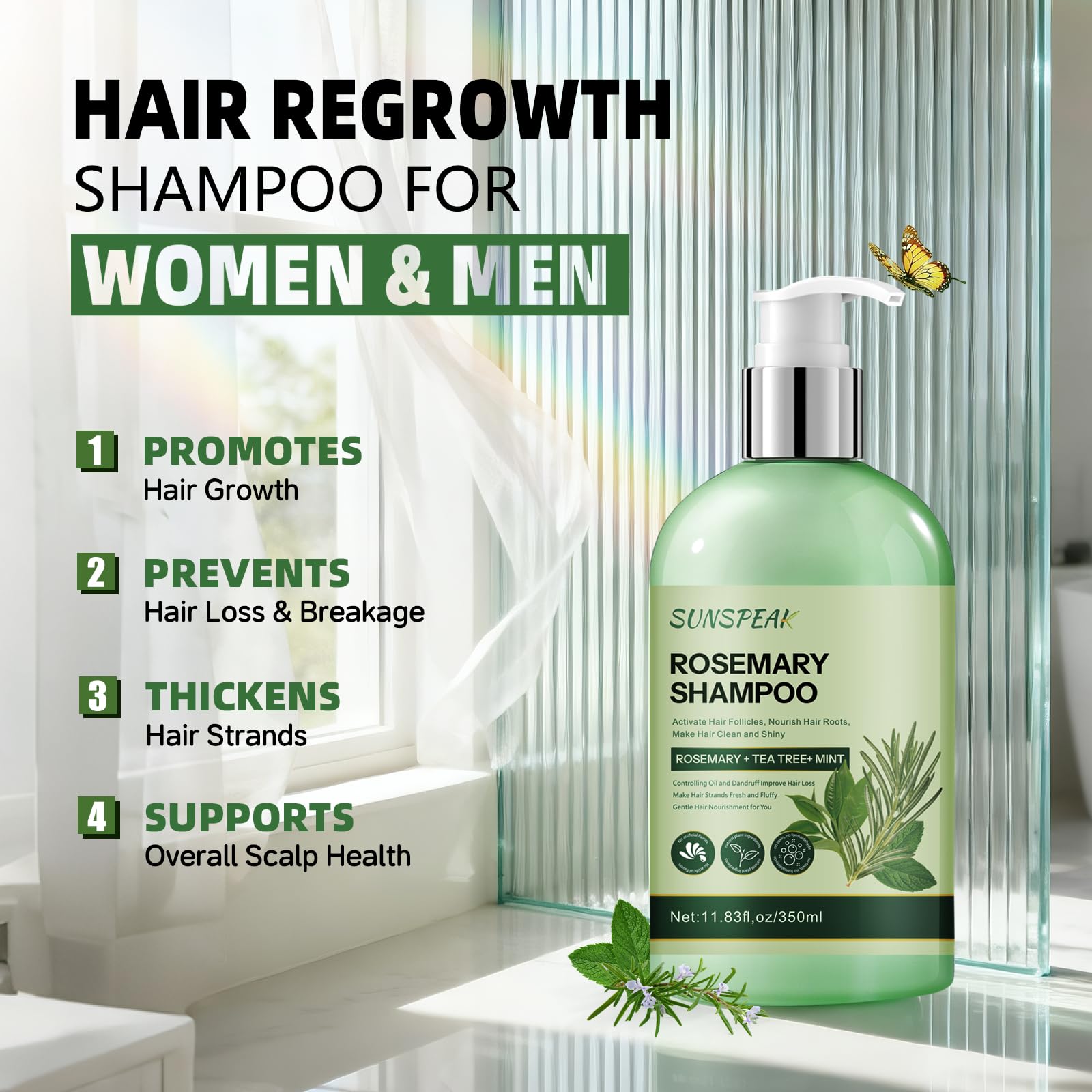 Sunspeak rosemary shampoo foamy lather ready for daily use