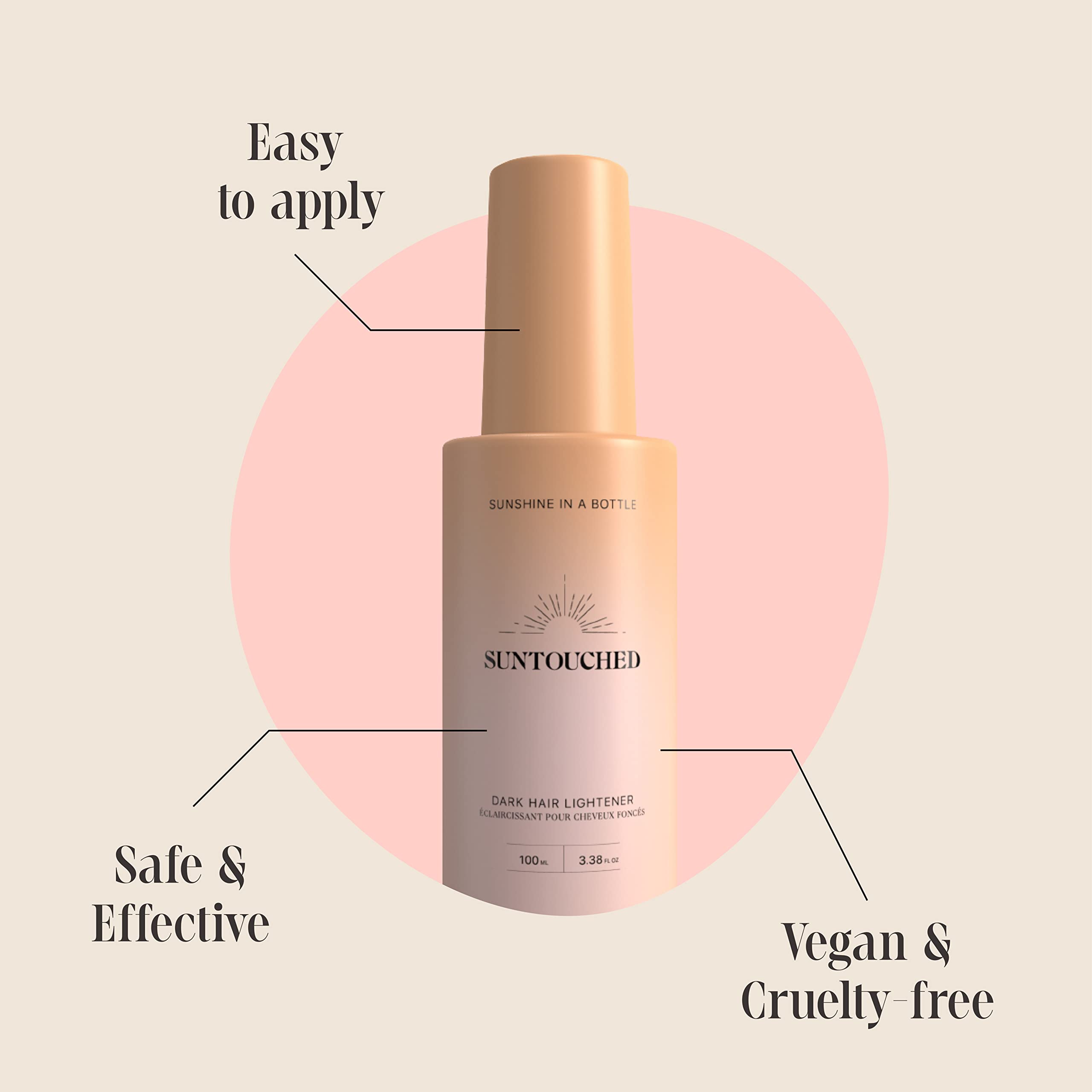 Suntouched brunette hair during application demonstrates gradual lightening toward highlights