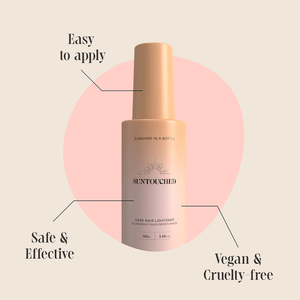 Suntouched brunette hair during application demonstrates gradual lightening toward highlights