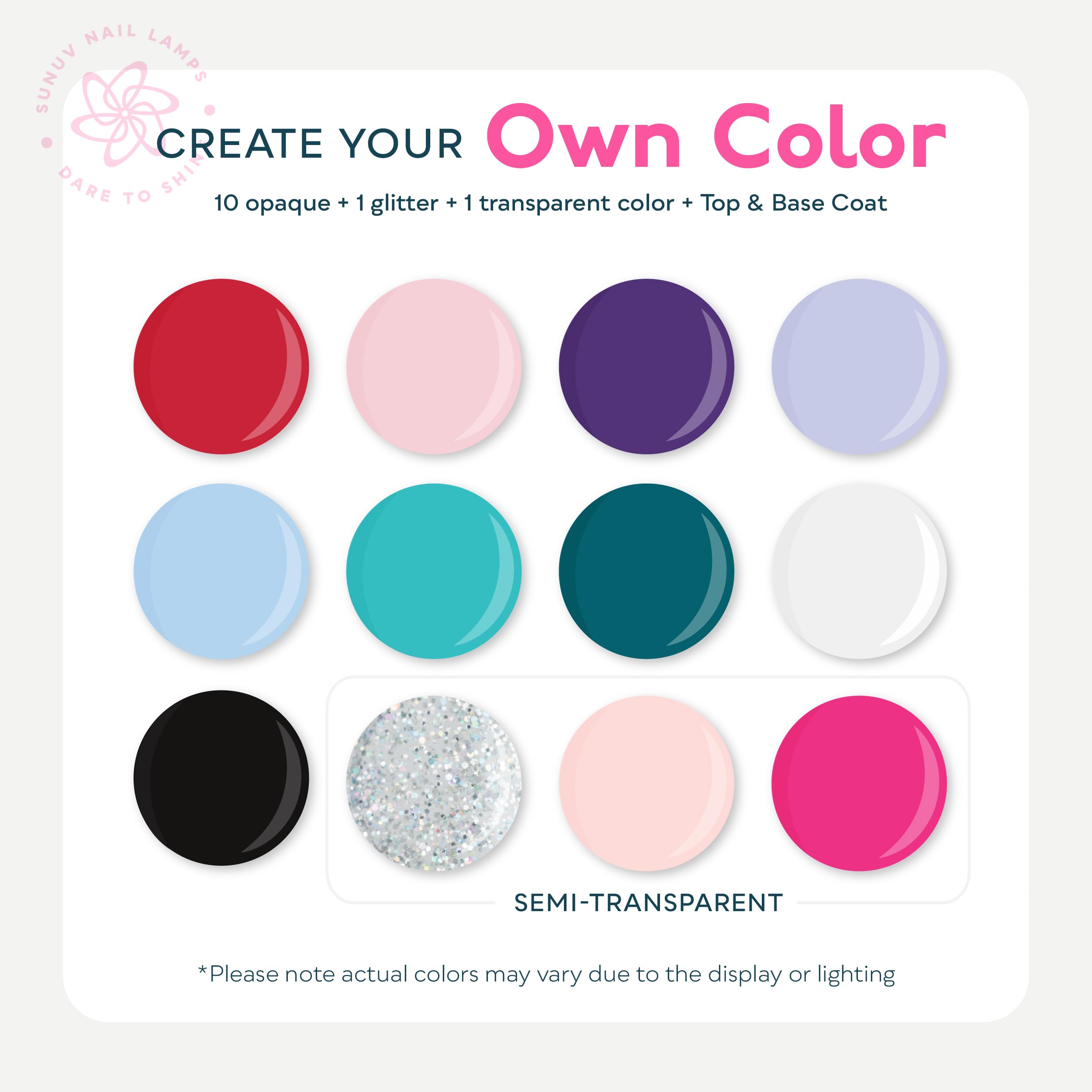 SUNUV Gel Polish 12-color palette for versatile manicure options