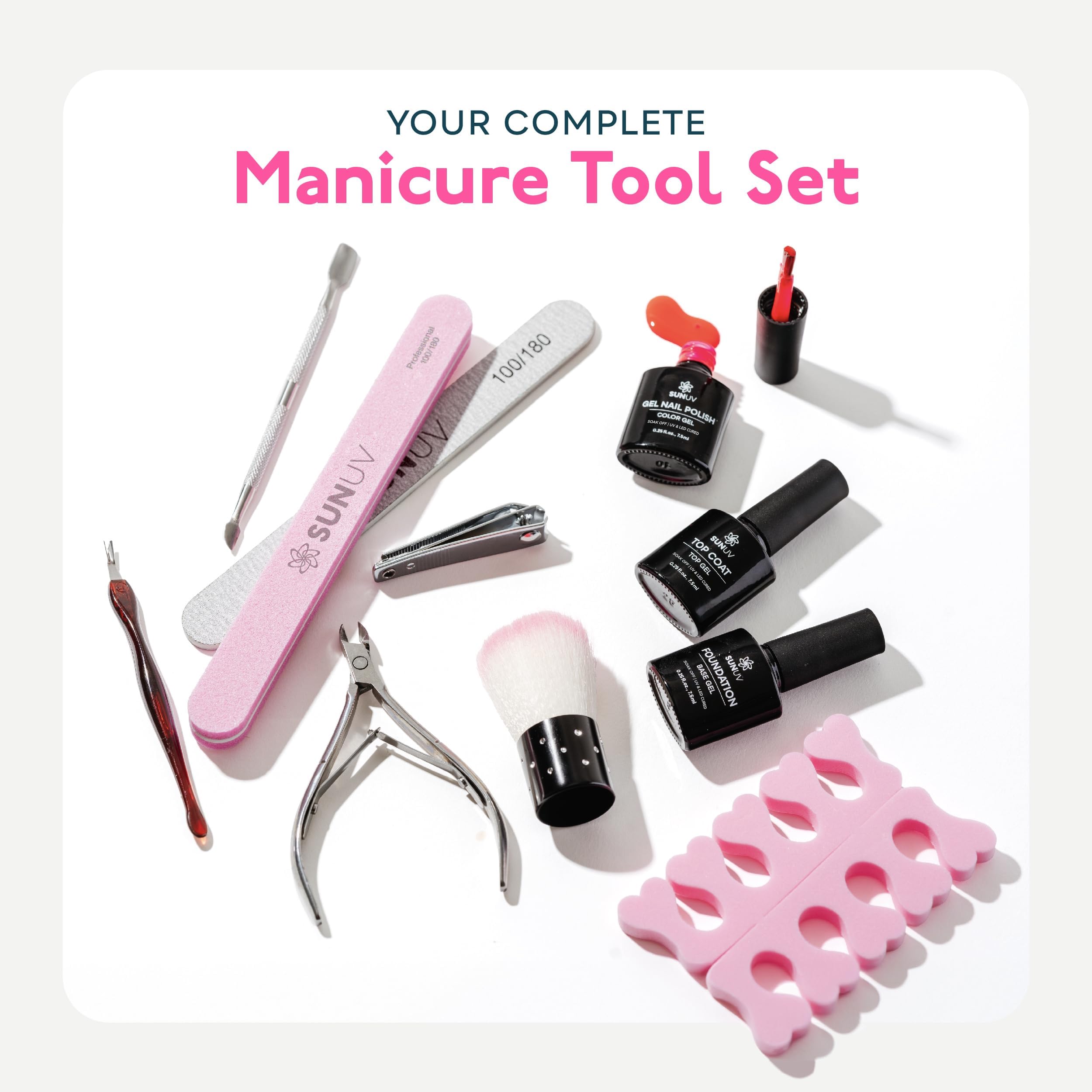 SUNUV manicure tools set for precise at-home nail prep.