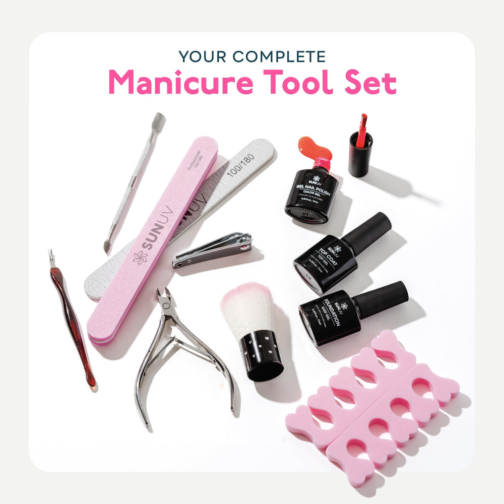SUNUV manicure tools set for precise at-home nail prep.