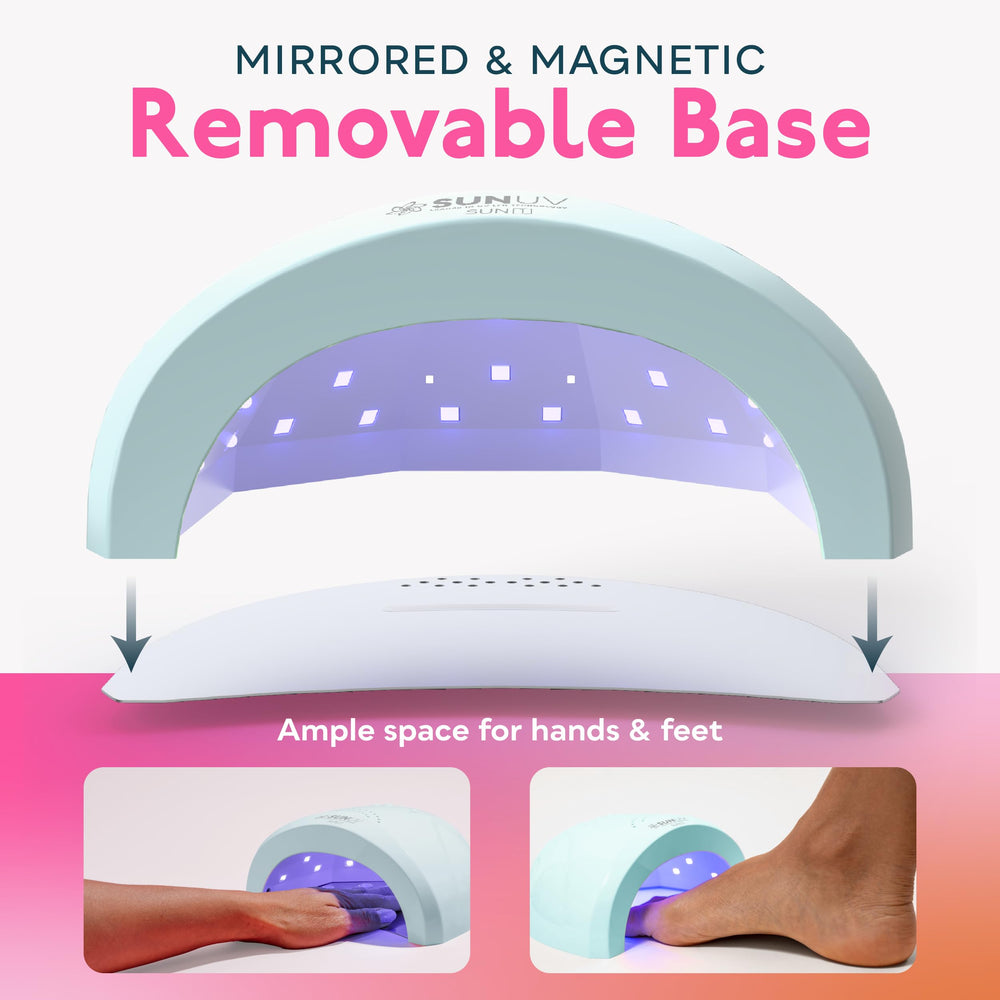 SUNUV removable base for easy pedicure and nail art.