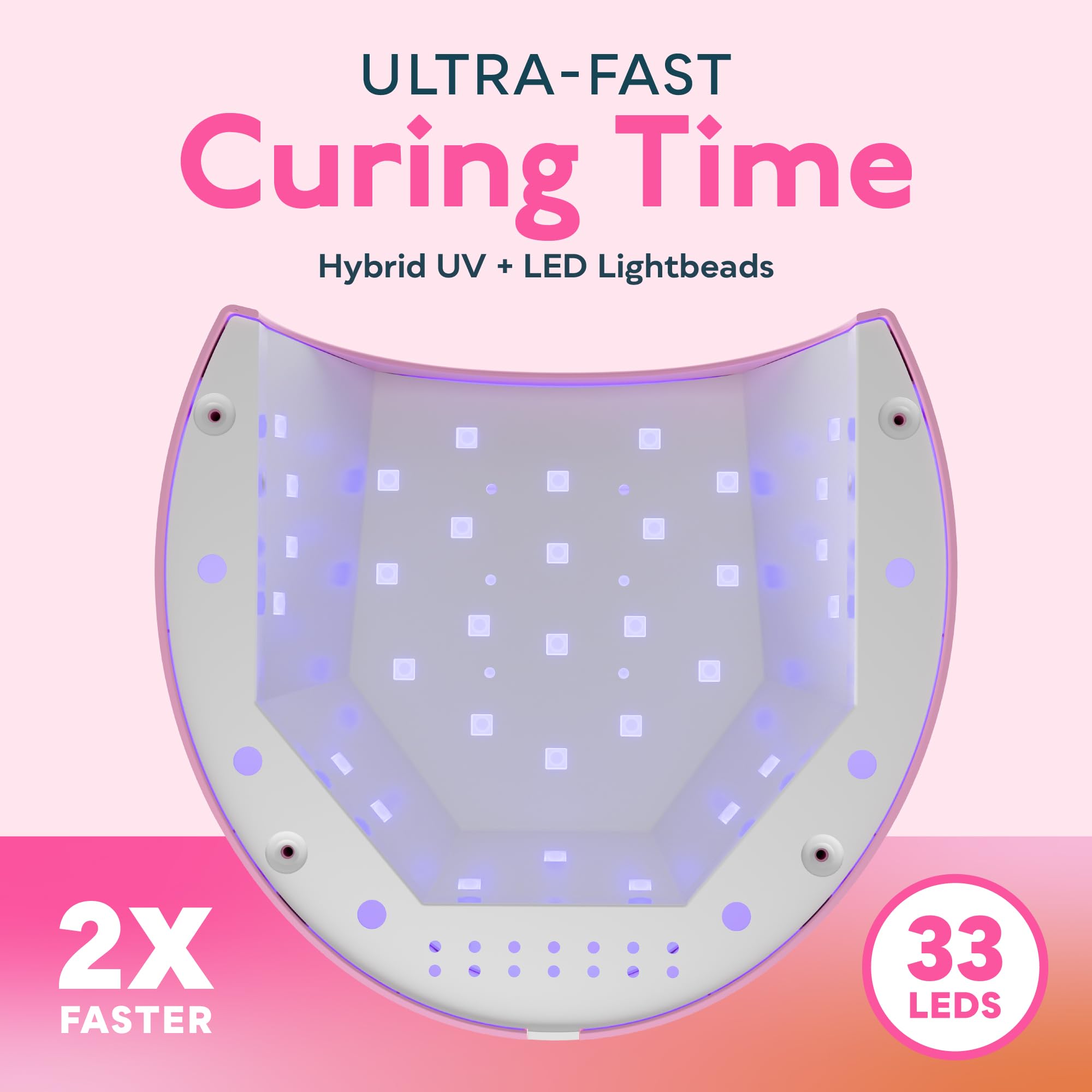 SUNUV SUN2C 33 LED beads front for even gel curing across nails