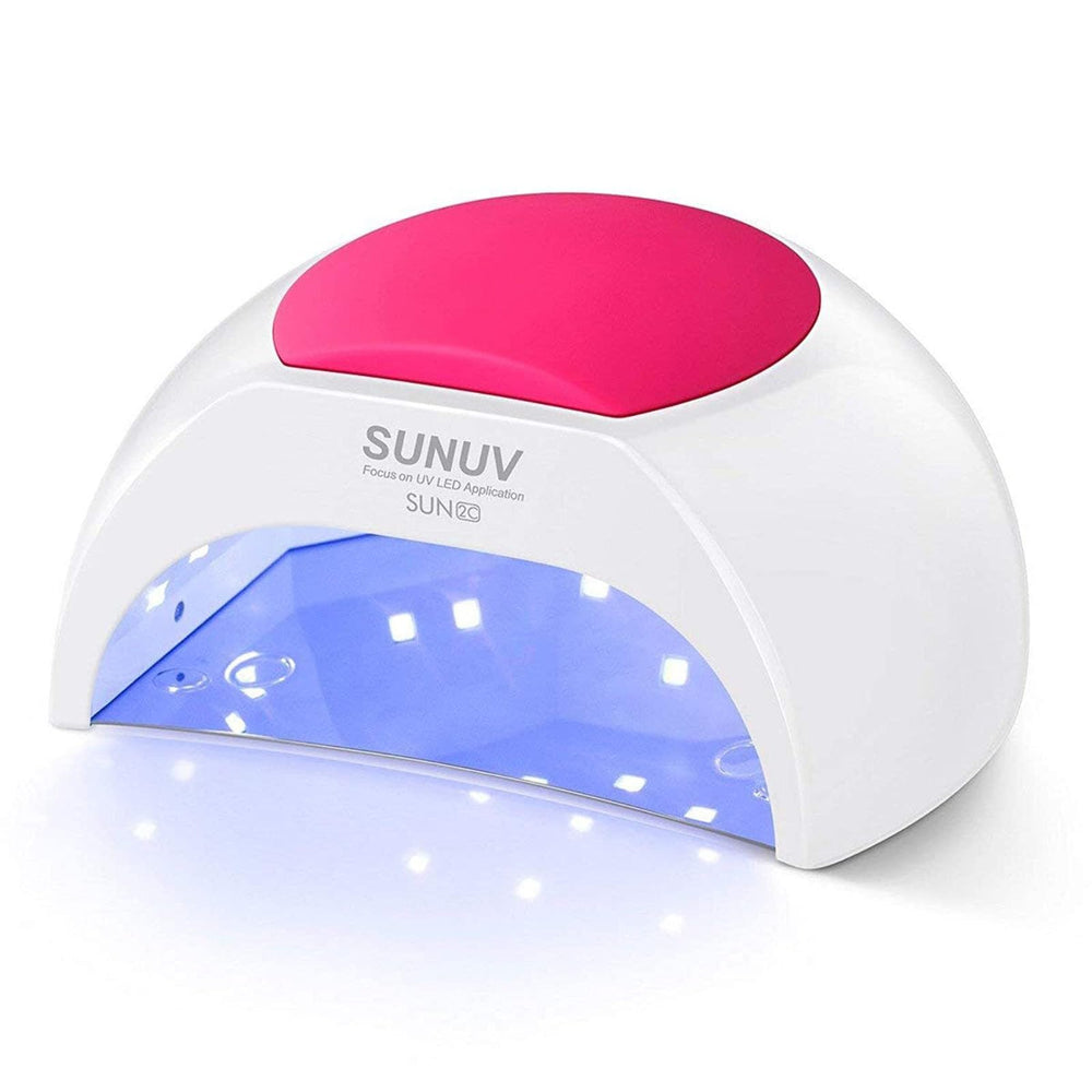 SUNUV SUN2C front view in rose, compact home salon lamp for nails.