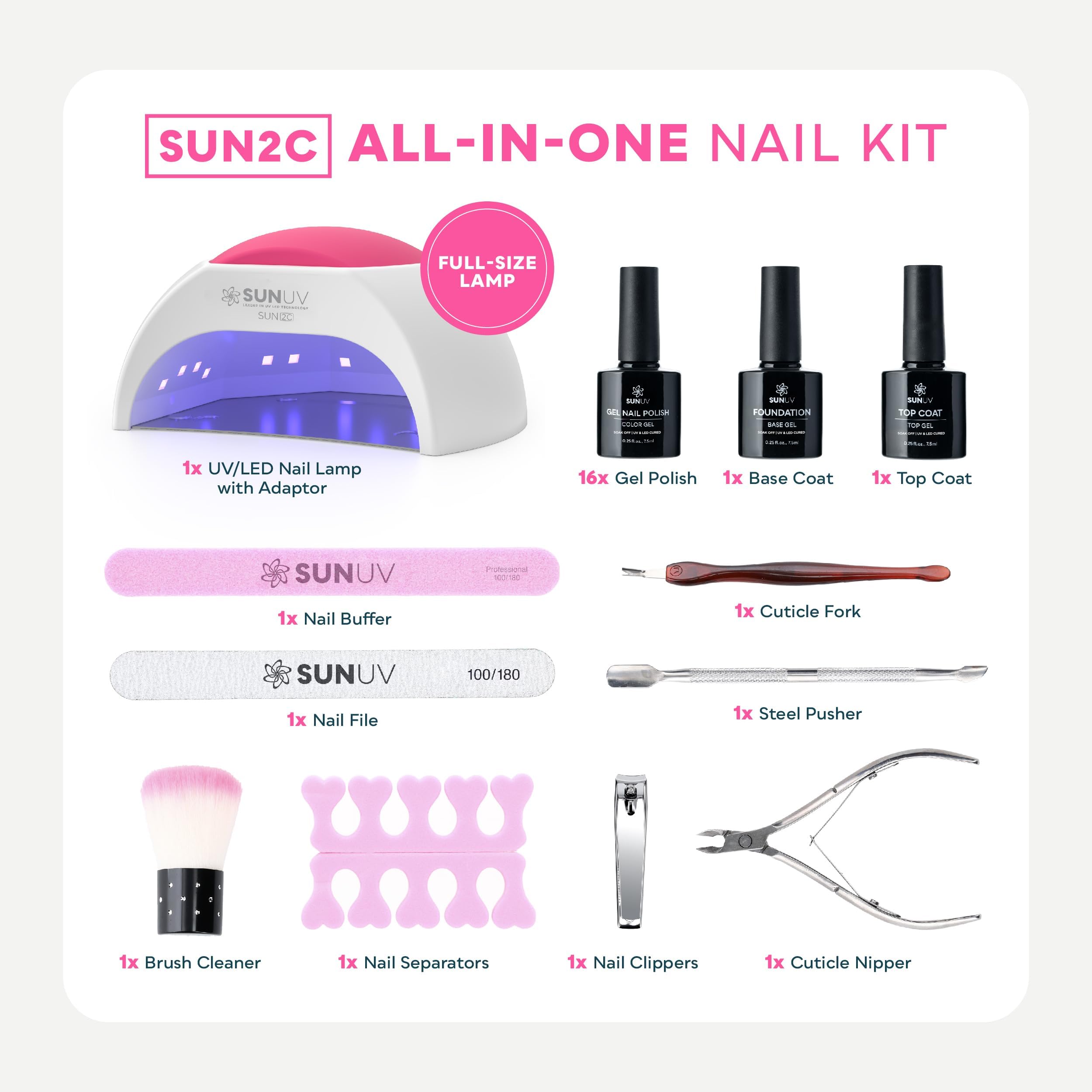 SUNUV Sun2C nail lamp with 33 LEDs for quick at-home cures.